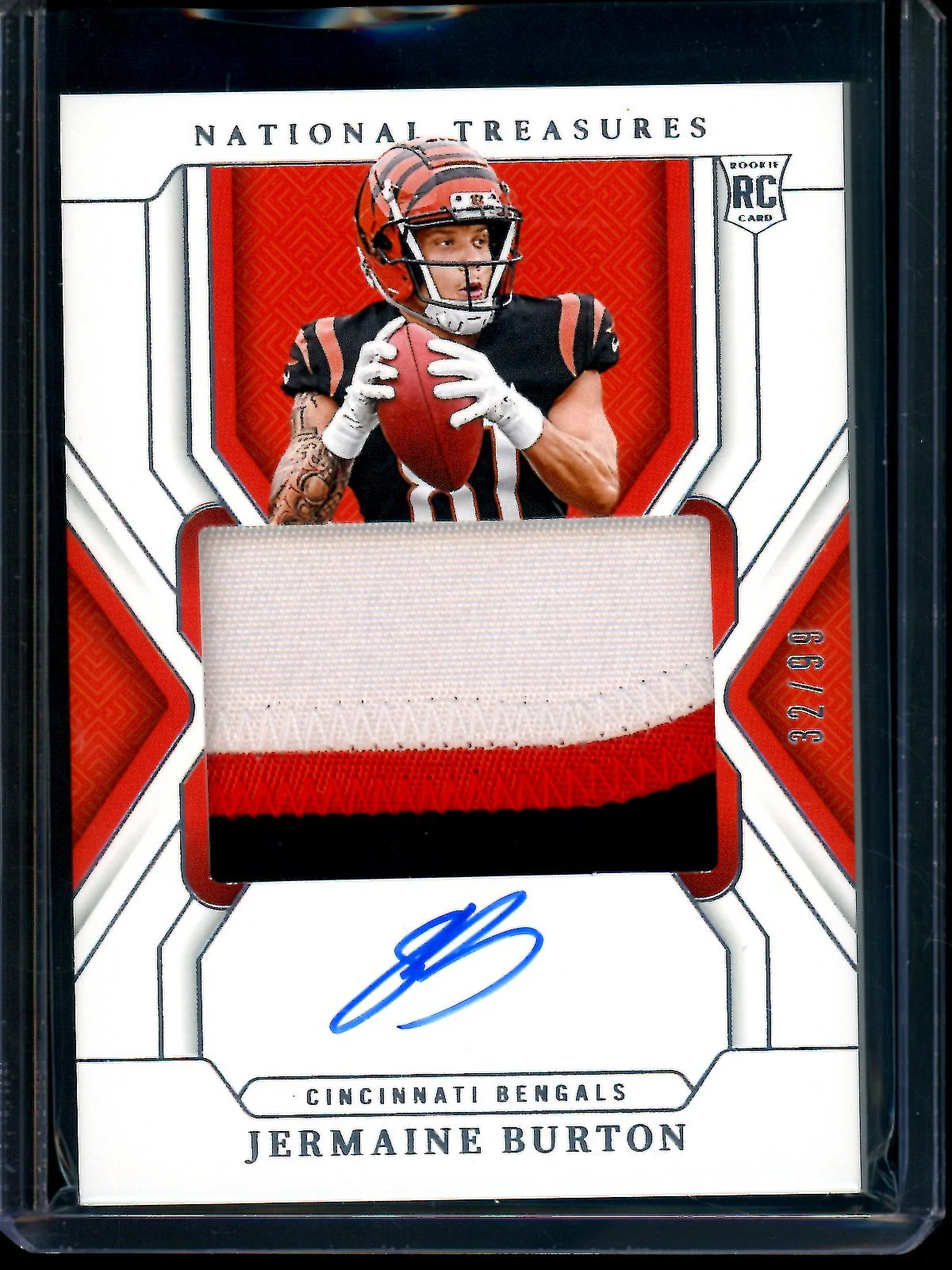 2024 Panini National Treasures Jermaine Burton Rookie Patch Autograph /99 Bengals