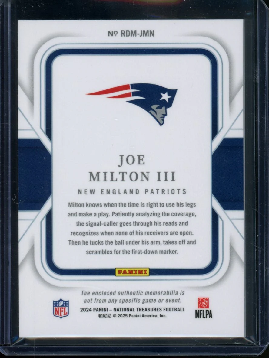 2024 Panini National Treasures Joe Milton III Rookie Patch /99 Patriots - Image 2