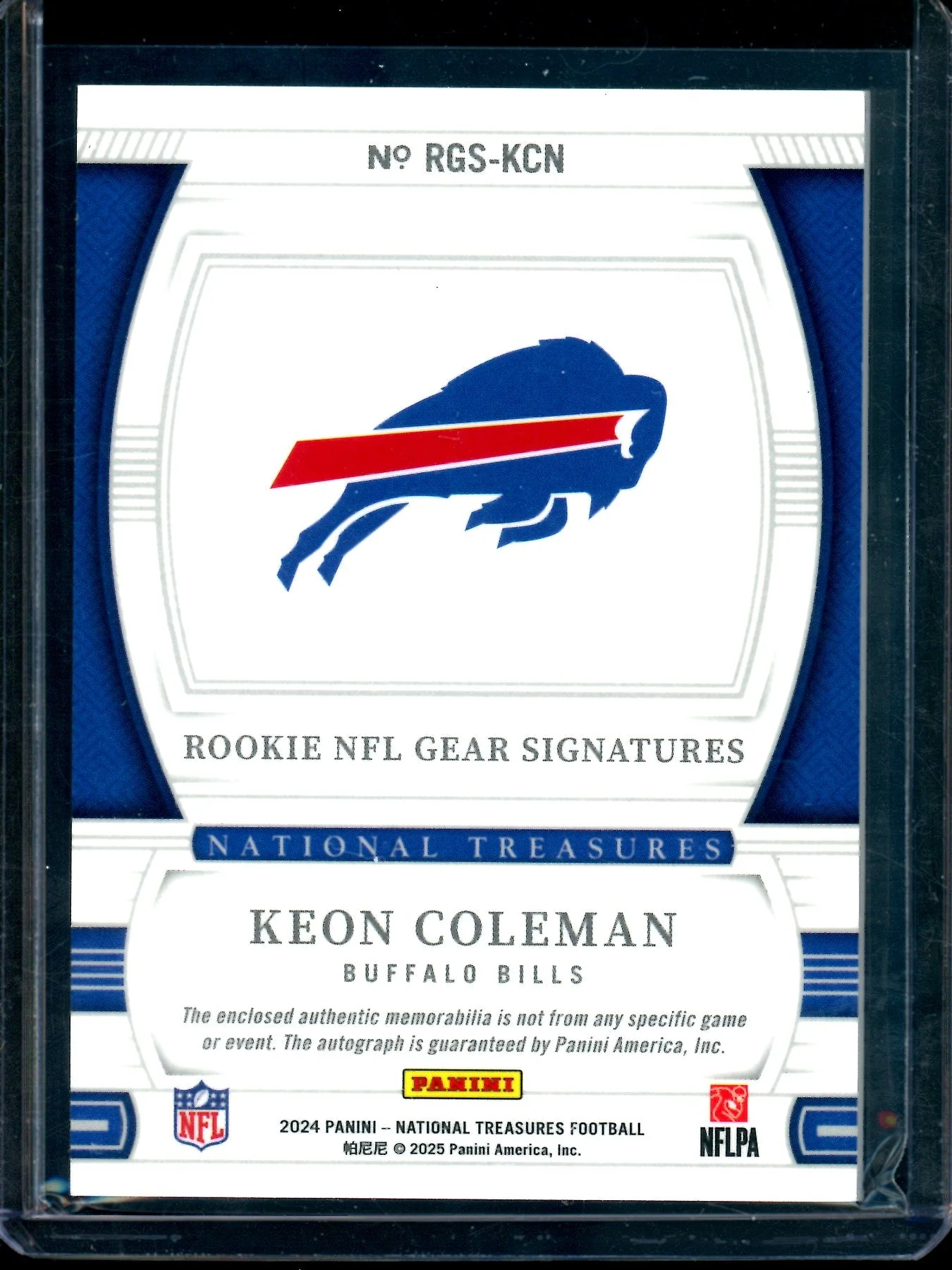 2024 Panini National Treasures Keon Coleman Rookie NFL Gear Signatures /25 Bills - Image 2