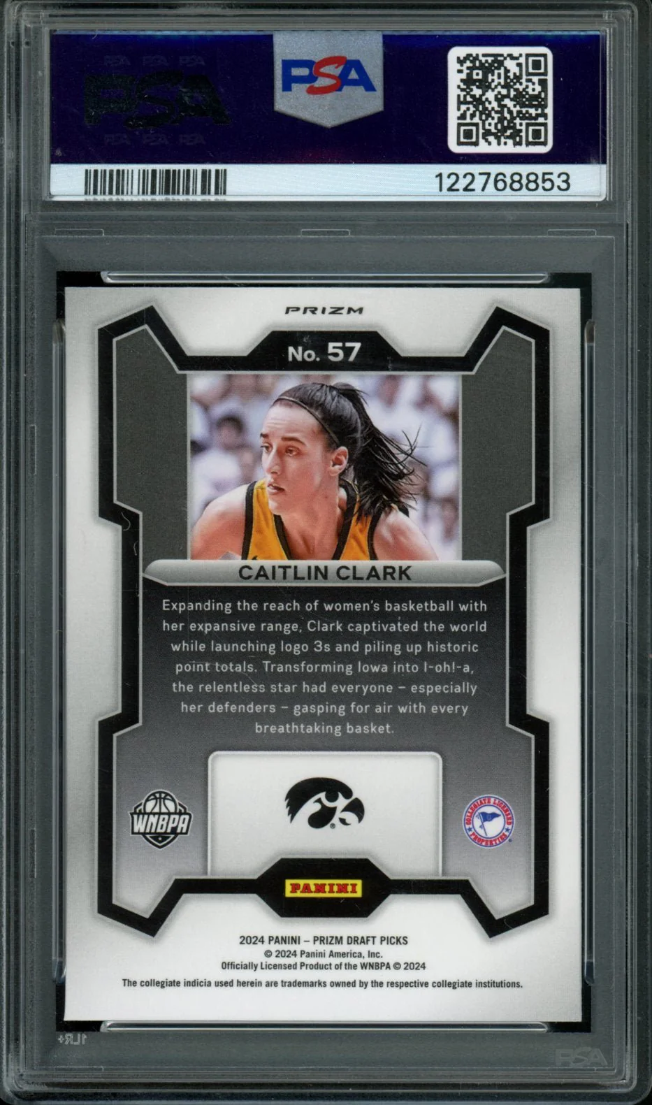 2024 Panini Prizm Draft Picks Caitlin Clark Rookie Snakeskin PSA 9 Hawkeyes - Image 2