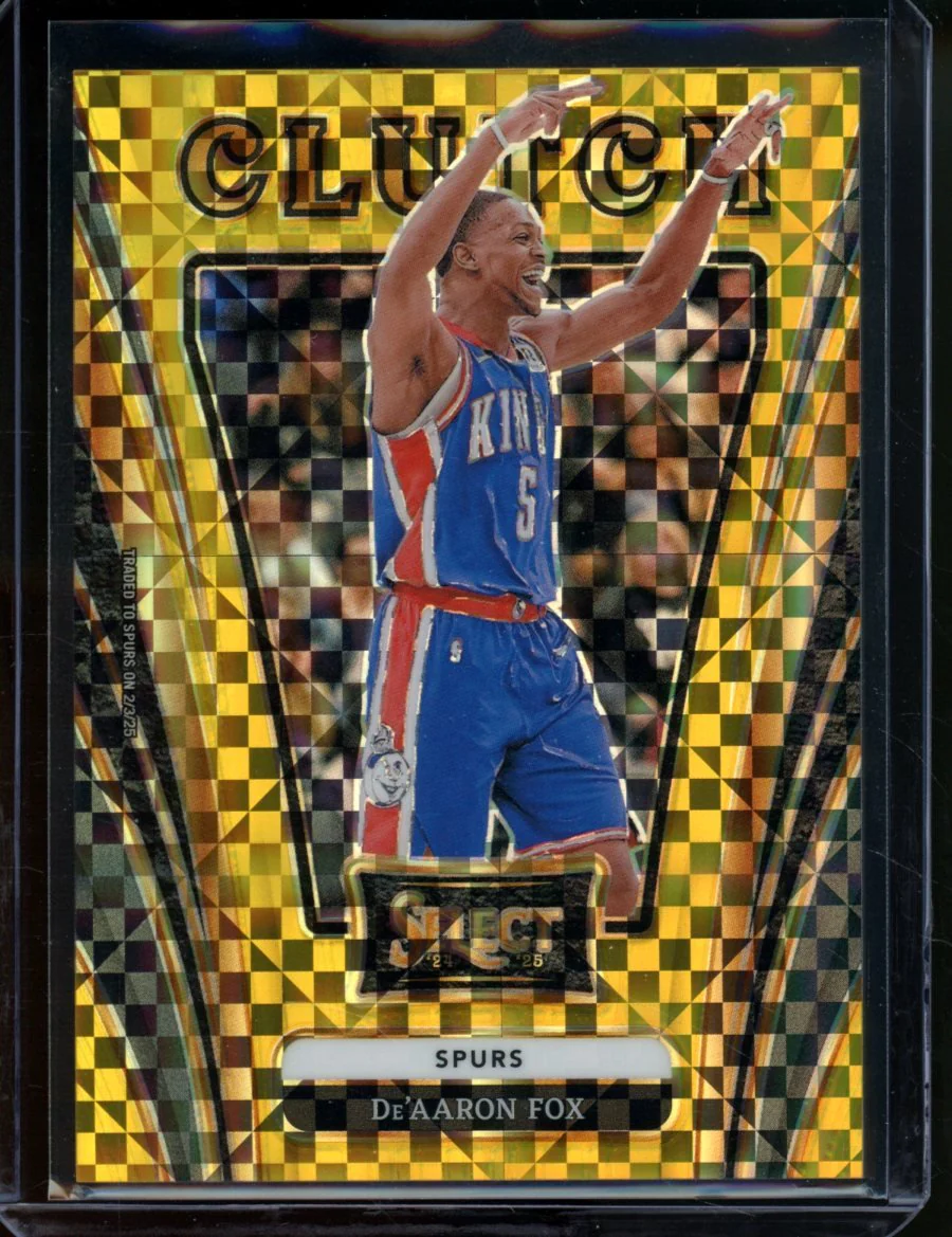 2024 Panini Select De'Aaron Fox Clutch Gold Checkerboard /10 Spurs