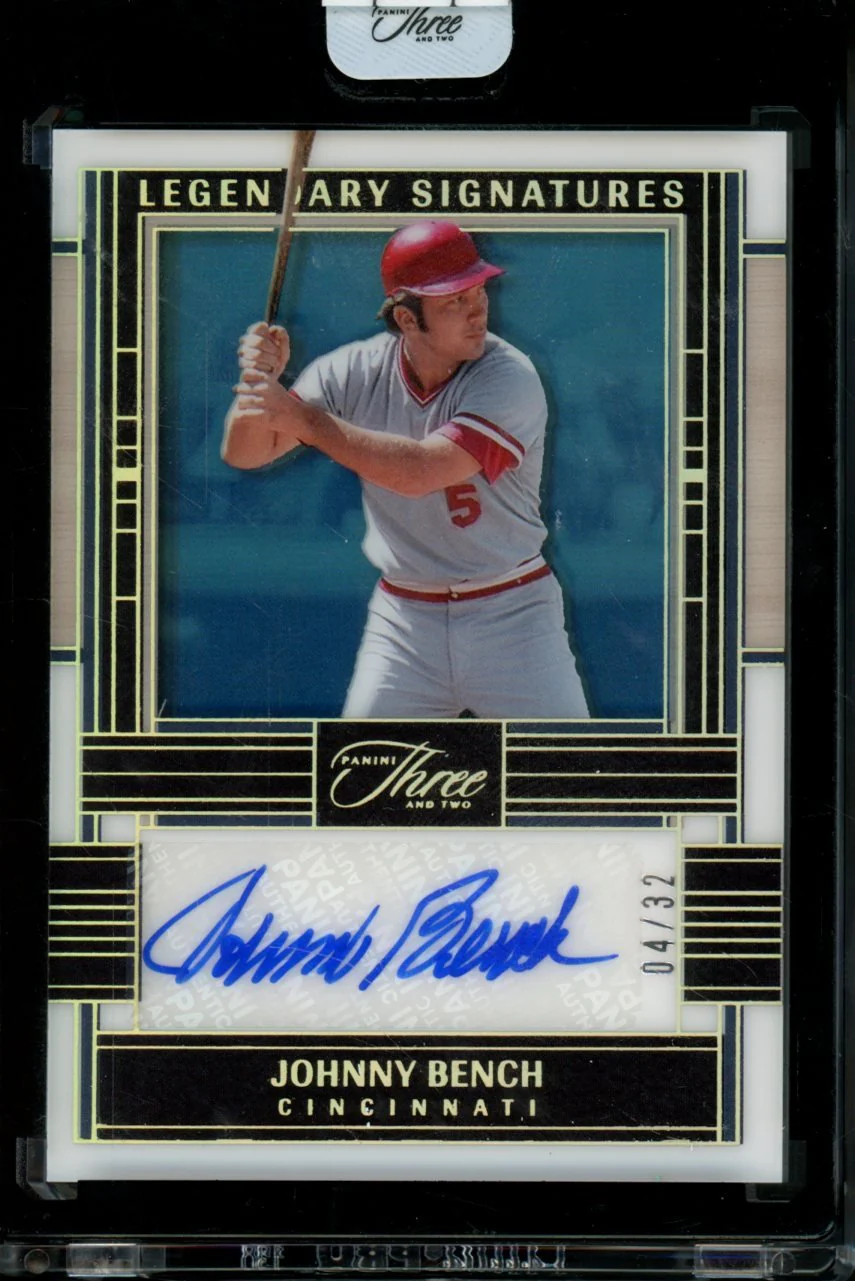 2024 Panini Three & Two Johnny Bench Legendary Auto /32 Reds