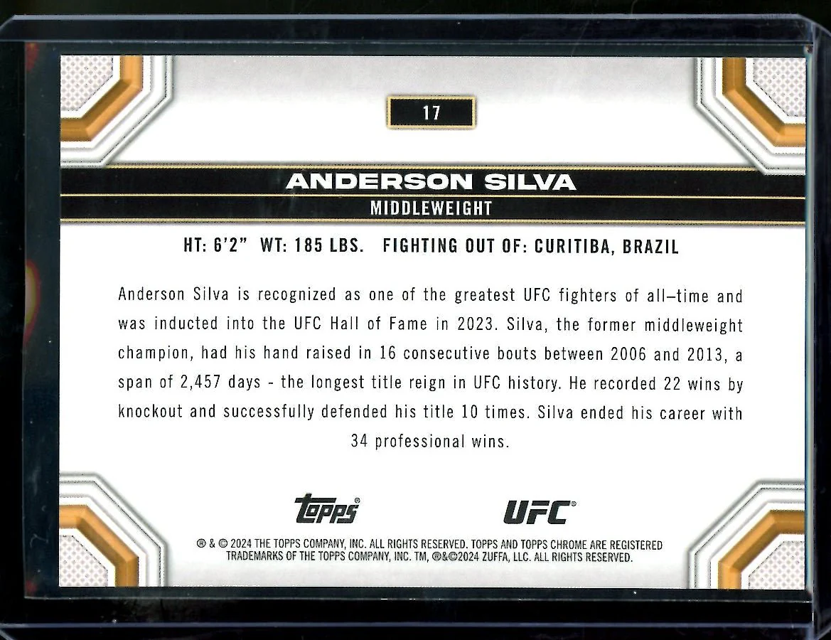 2024 Topps Chrome Anderson Silva Blue Wave /75 UFC - Image 2
