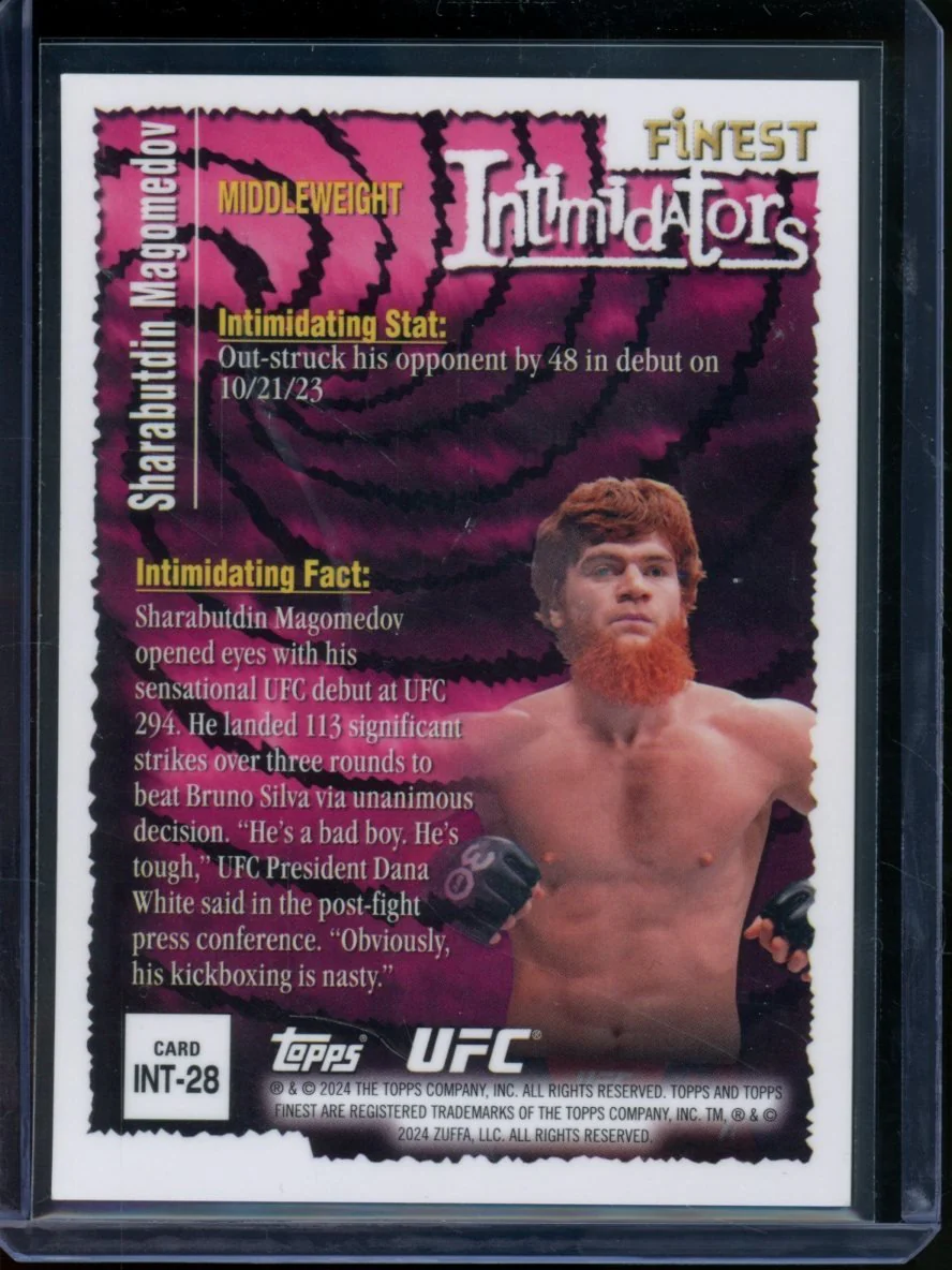 2024 Topps Finest Sharabutdin Magomedov Finest Intimidators Rookie Gold /50 - Image 2