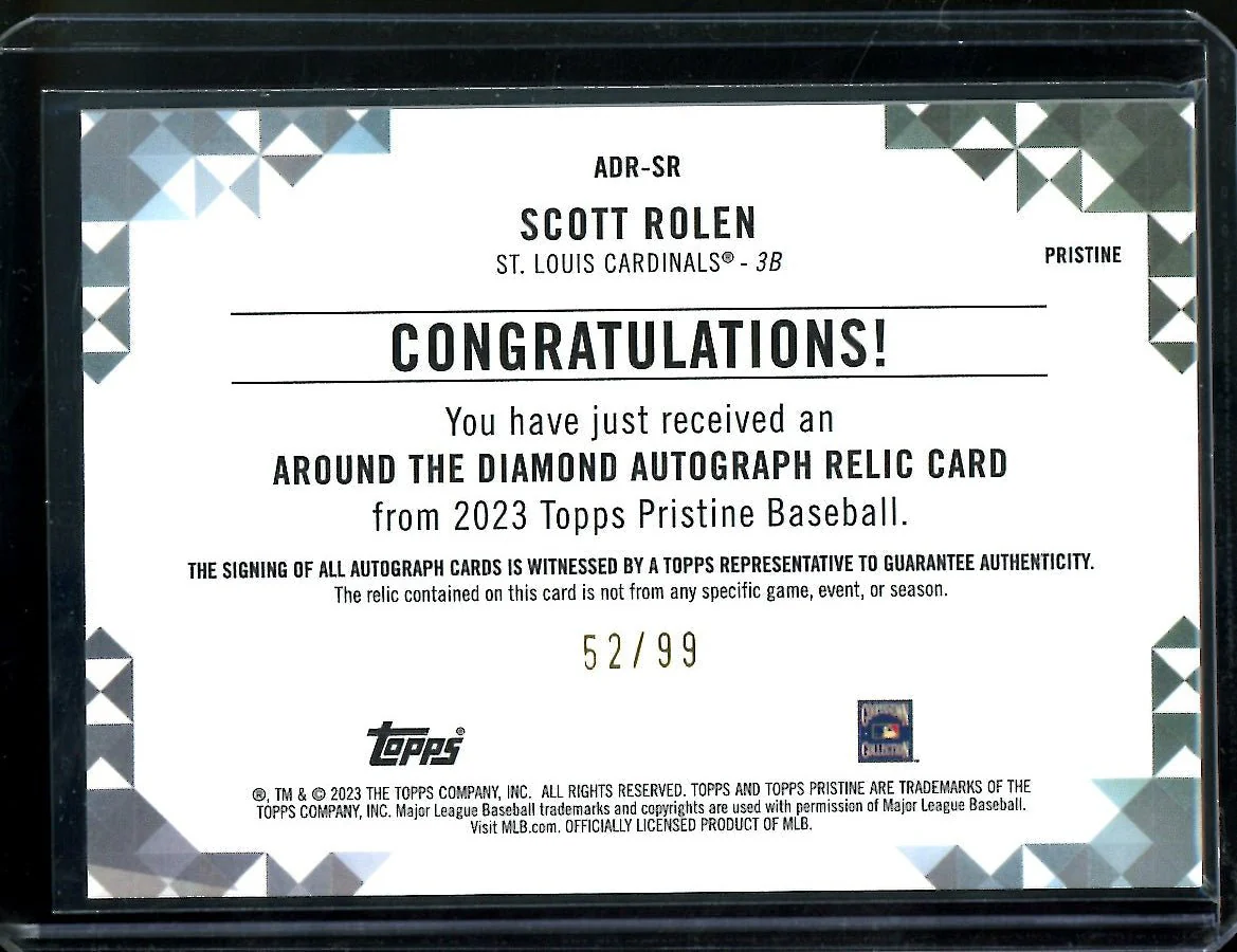 2024 Topps Prestine Scott Rolen Around the Diamond Patch Auto /99 Cardinals - Image 2