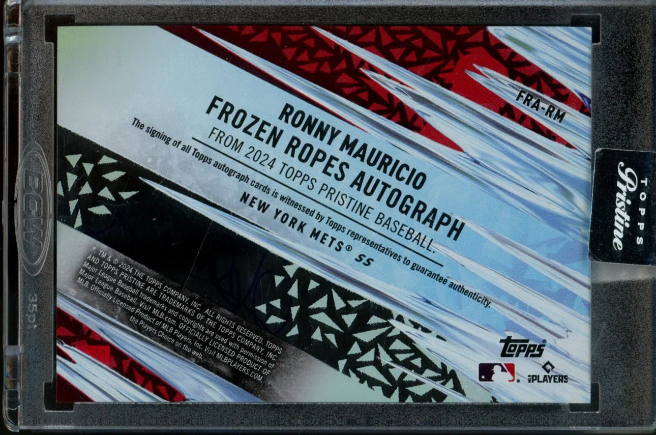 2024 Topps Pristine Ronny Mauricio Frozen Ropes Rookie Auto Red /5 Mets - Image 2