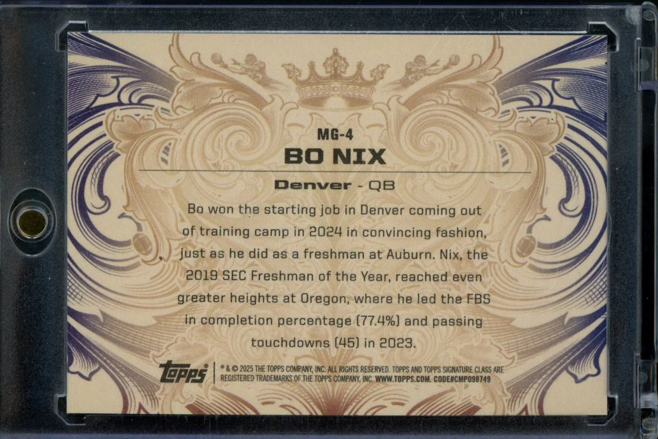 2024 Topps Signature Class Bo Nix Monarchs Of The Game Rookie SSP Broncos - Image 2