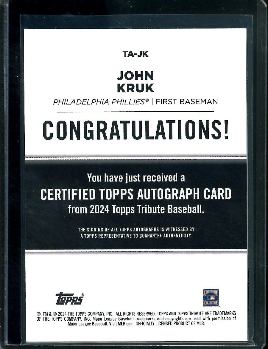 2024 Topps Tribute John Kruk Auto Blue /150 Phillies - Image 2