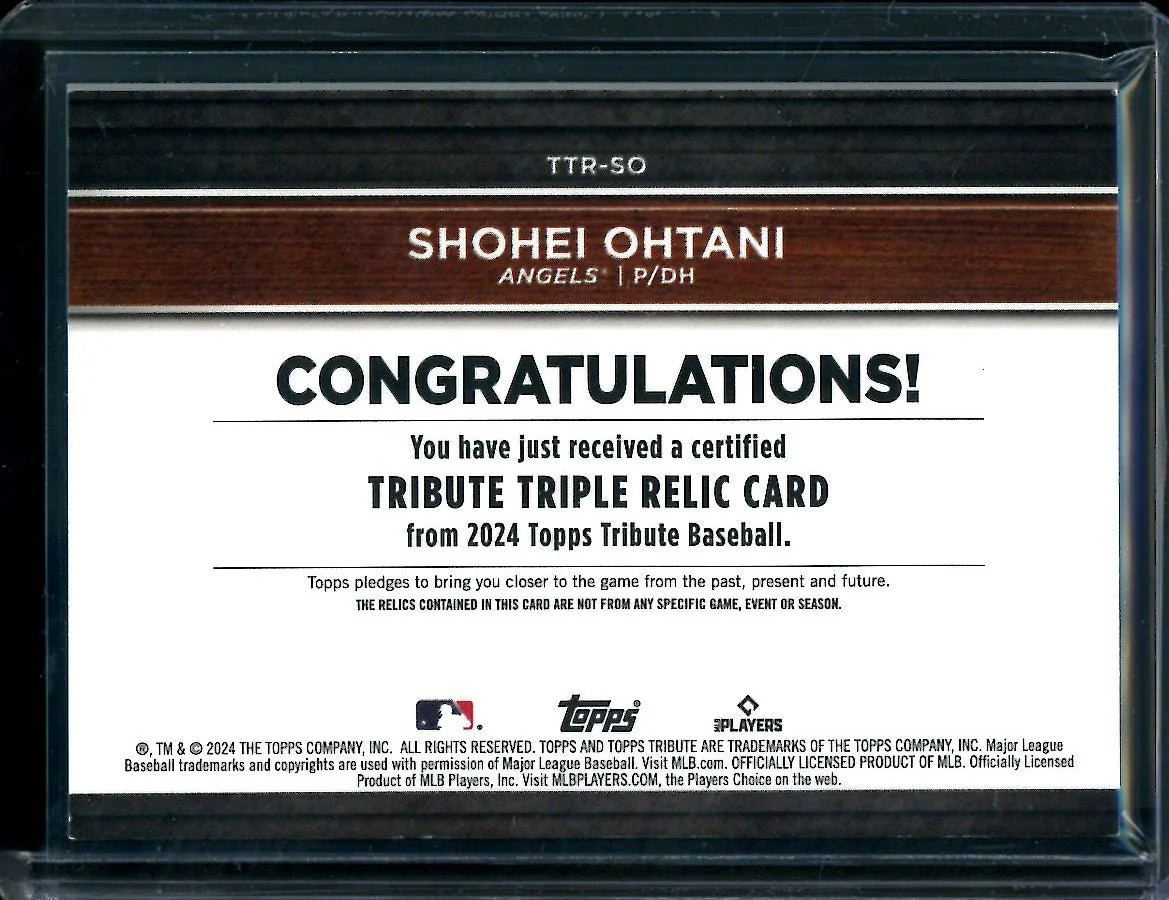 2024 Topps Tribute Shohei Ohtani Triple Patch Blue /150 Angels - Image 2