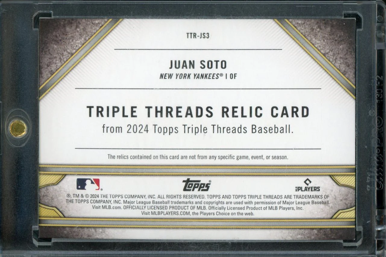 2024 Topps Triple Threads Juan Soto Average Leader Triple Patch /36 Yankees - Image 2