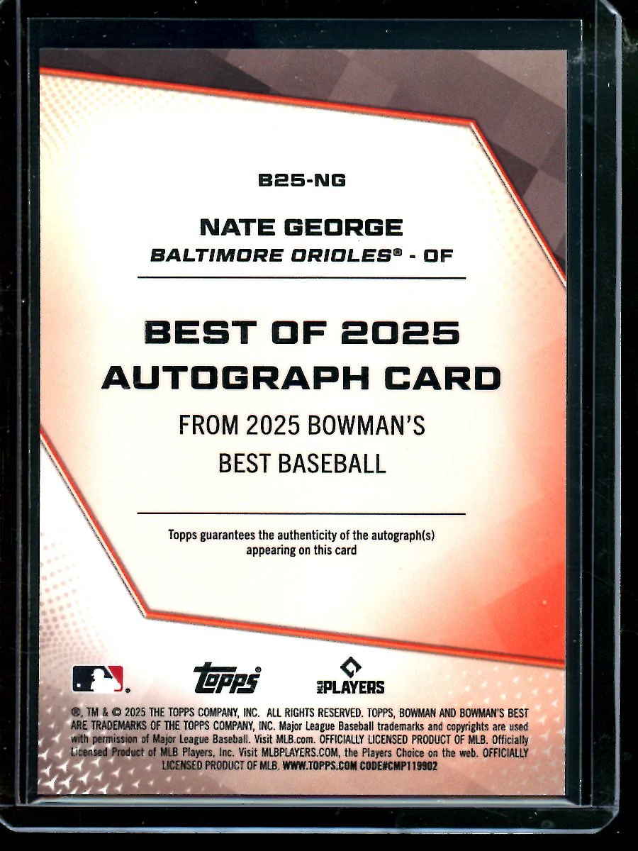 2025 Bowmans Best Nate George Autograph Orioles - Image 2