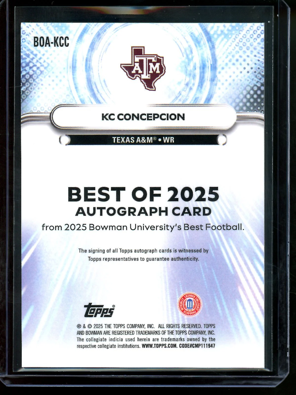 2025 Bowmans Best U KC Concepcion Best of 2025 Autograph Blue /150 Texas - Image 2