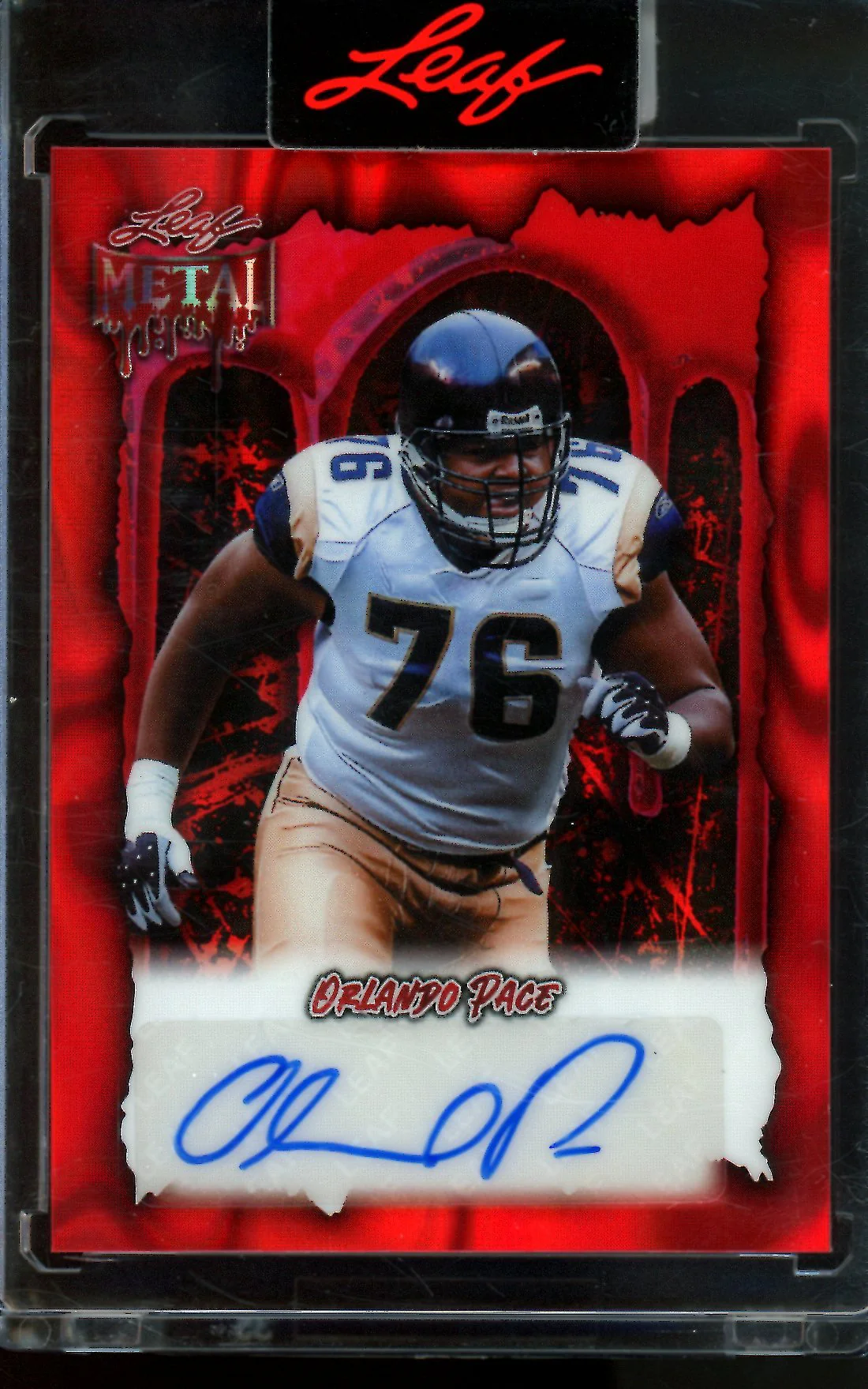 2025 Leaf Metal Orlando Pace Red Autograph Encased /13 Rams