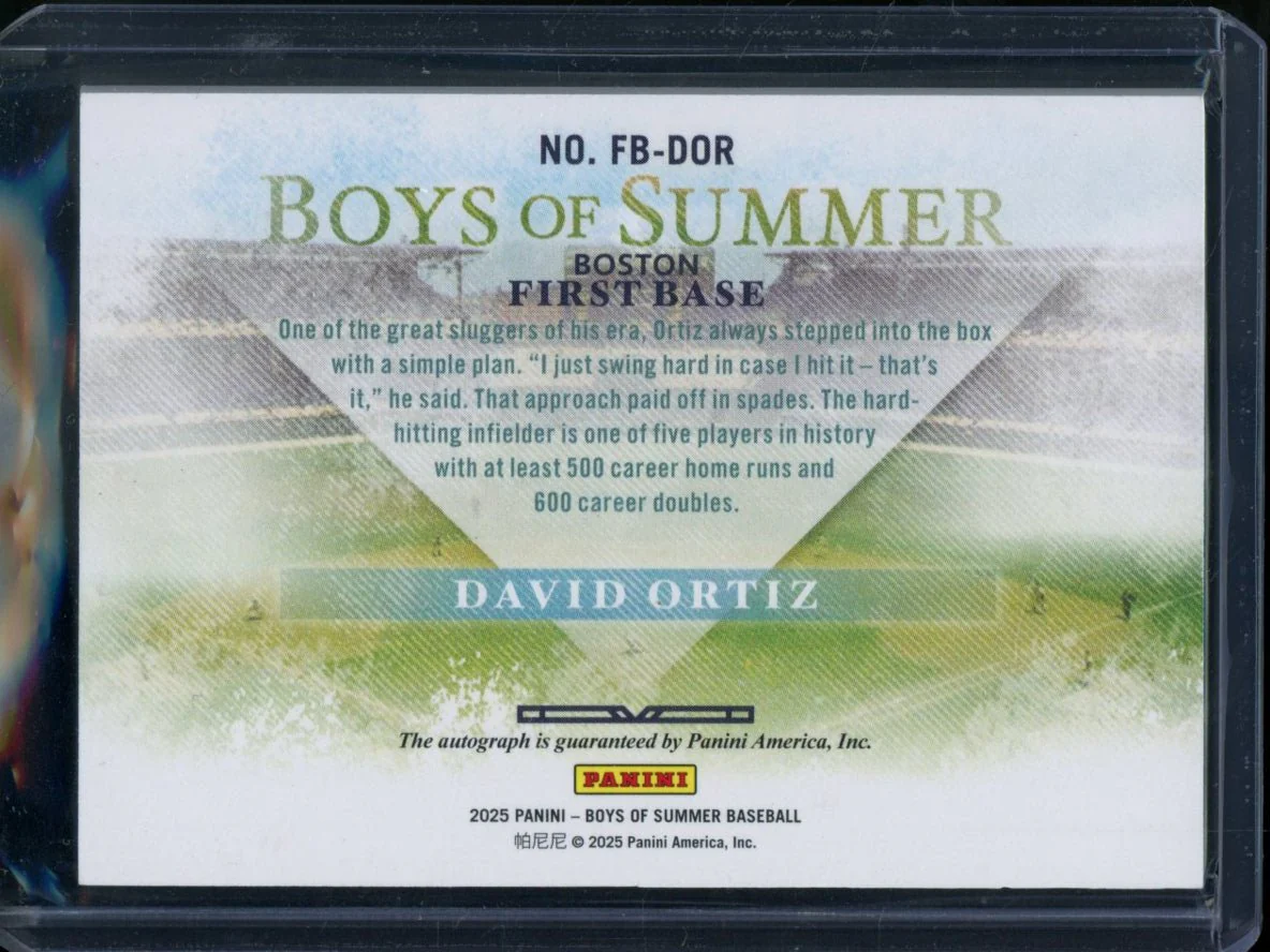 2025 Panini Boys Of Summer David Ortiz Fabric Of The Game Baseball Auto /2 Red Sox - Image 2