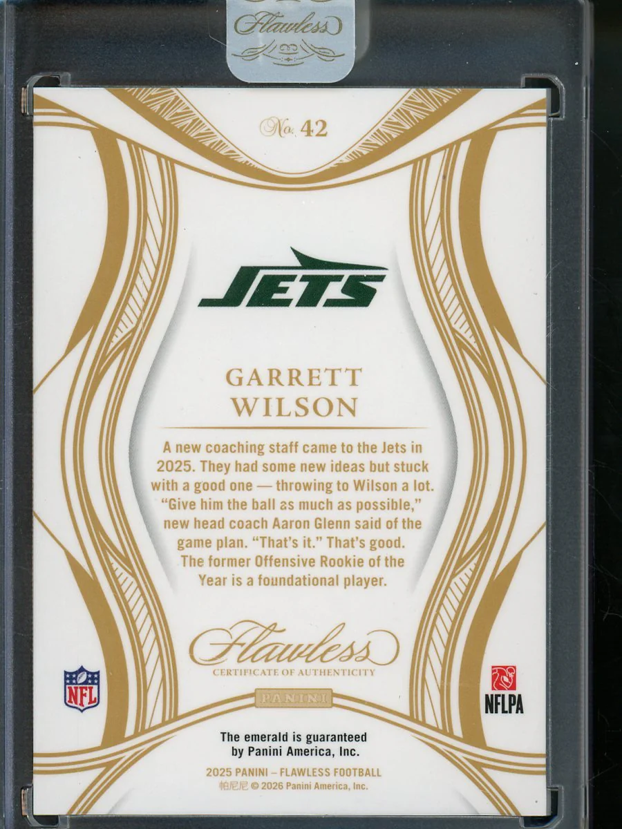 2025 Panini Flawless Garrett Wilson Emerald /5 Jets - Image 2