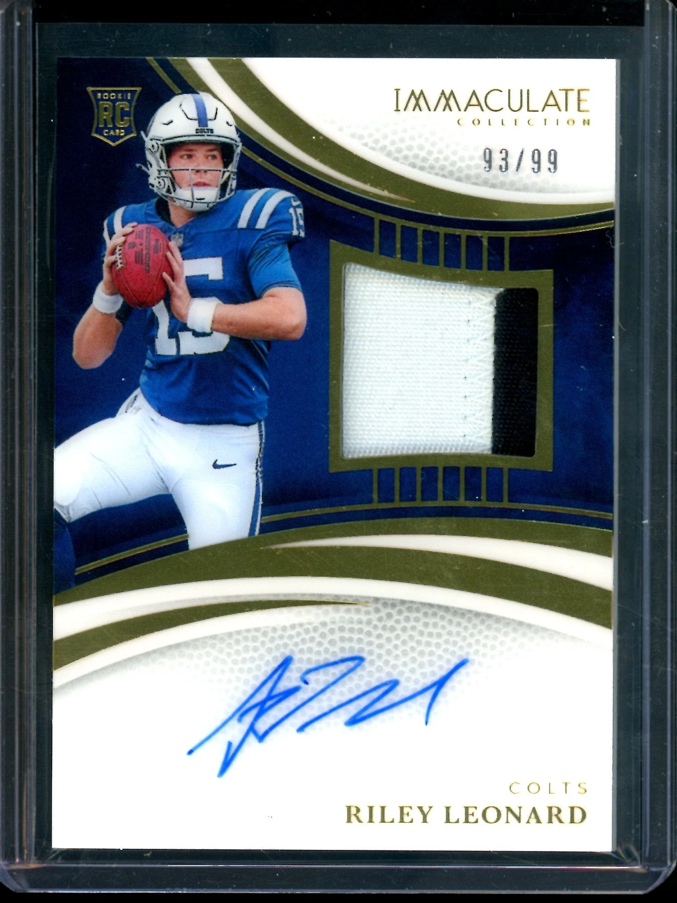 2025 Panini Immaculate Riley Leonard Rookie Patch Autograph /99 Colts
