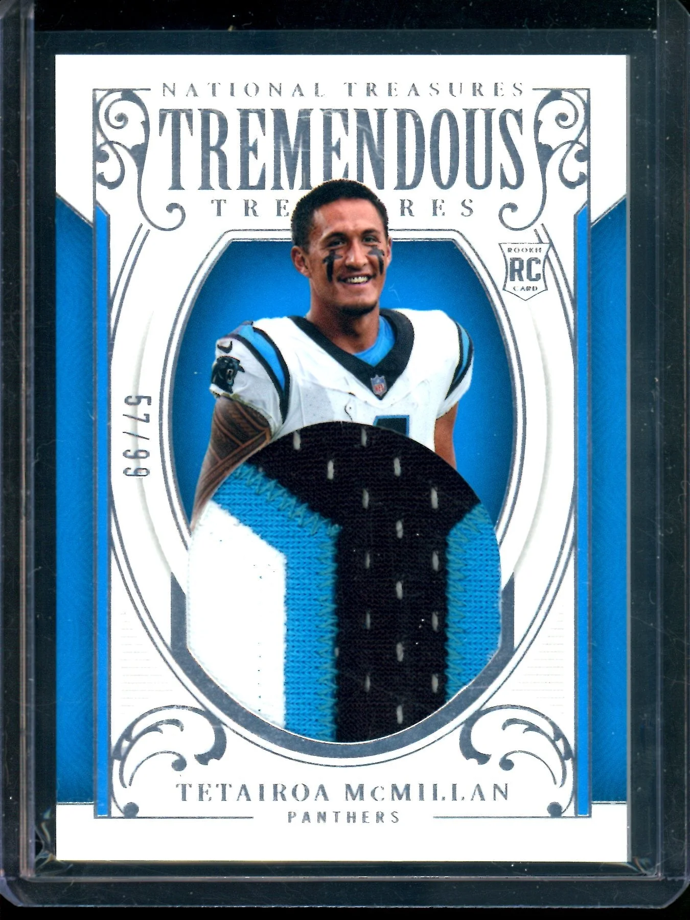2025 Panini National Treasures Tetairoa McMillan Tremendous Treasures Rookie Relic /99 Panthers