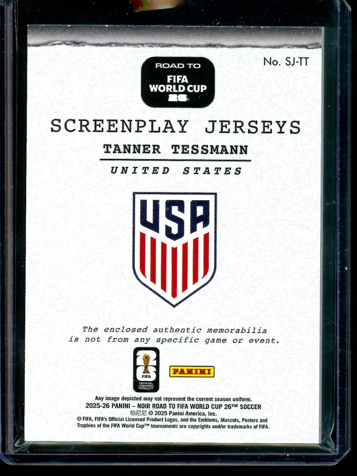 2025 Panini Noir Tanner Tessmann Screenplay Jerseys Relic /70 USA - Image 2