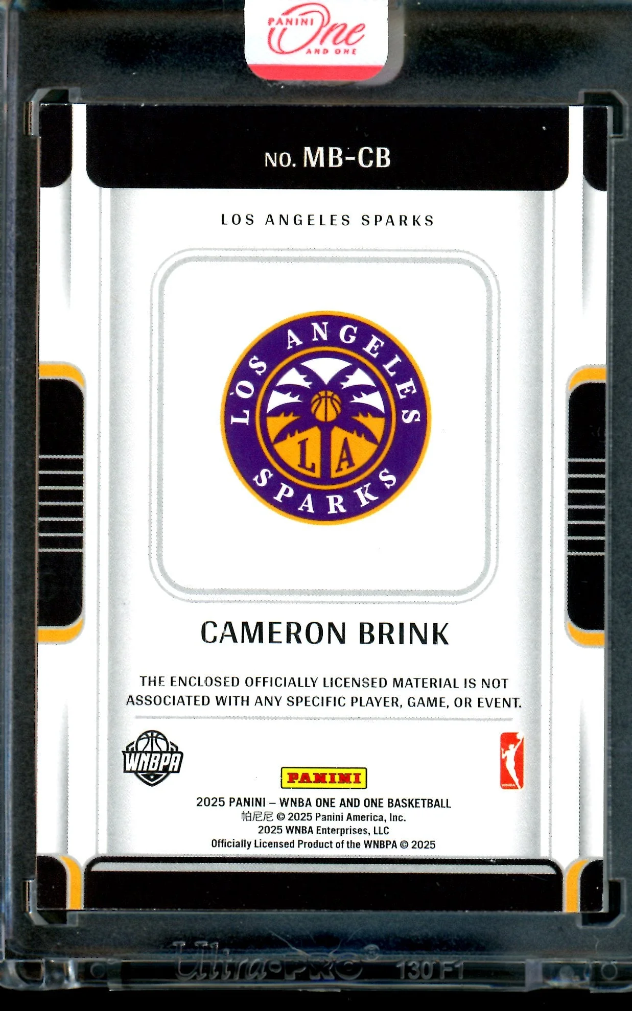 2025 Panini One and One Cameron Brink Jersey Relic /49 Sealed Sparks - Image 2