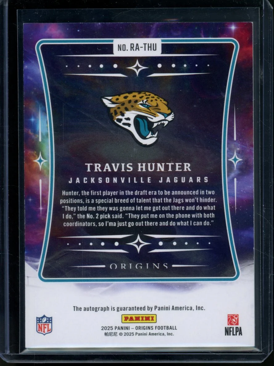 2025 Panini Origins Travis Hunter Rookie Auto Turquoise /25 Jaguars - Image 2