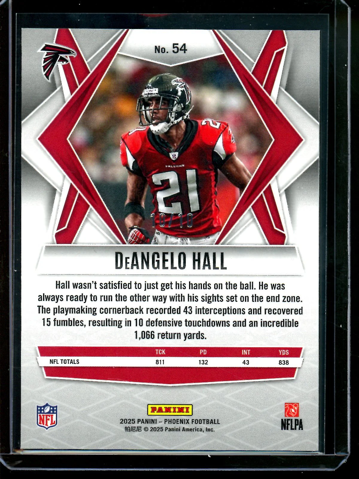 2025 Panini Phoenix DeAngelo Hall Gold Pandora /10 Falcons - Image 2