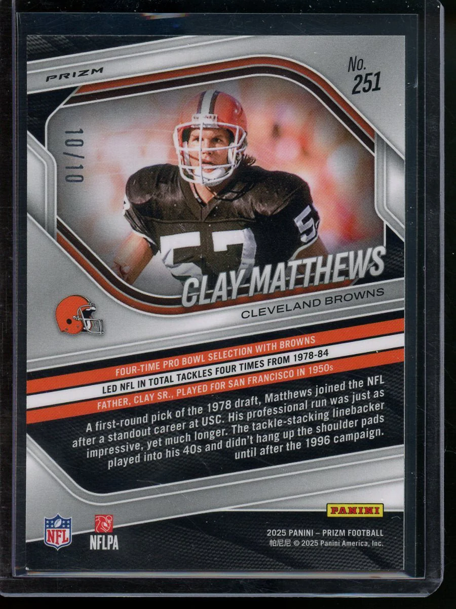 2025 Panini Prizm Clay Matthews Gold Scope /10 Browns - Image 2