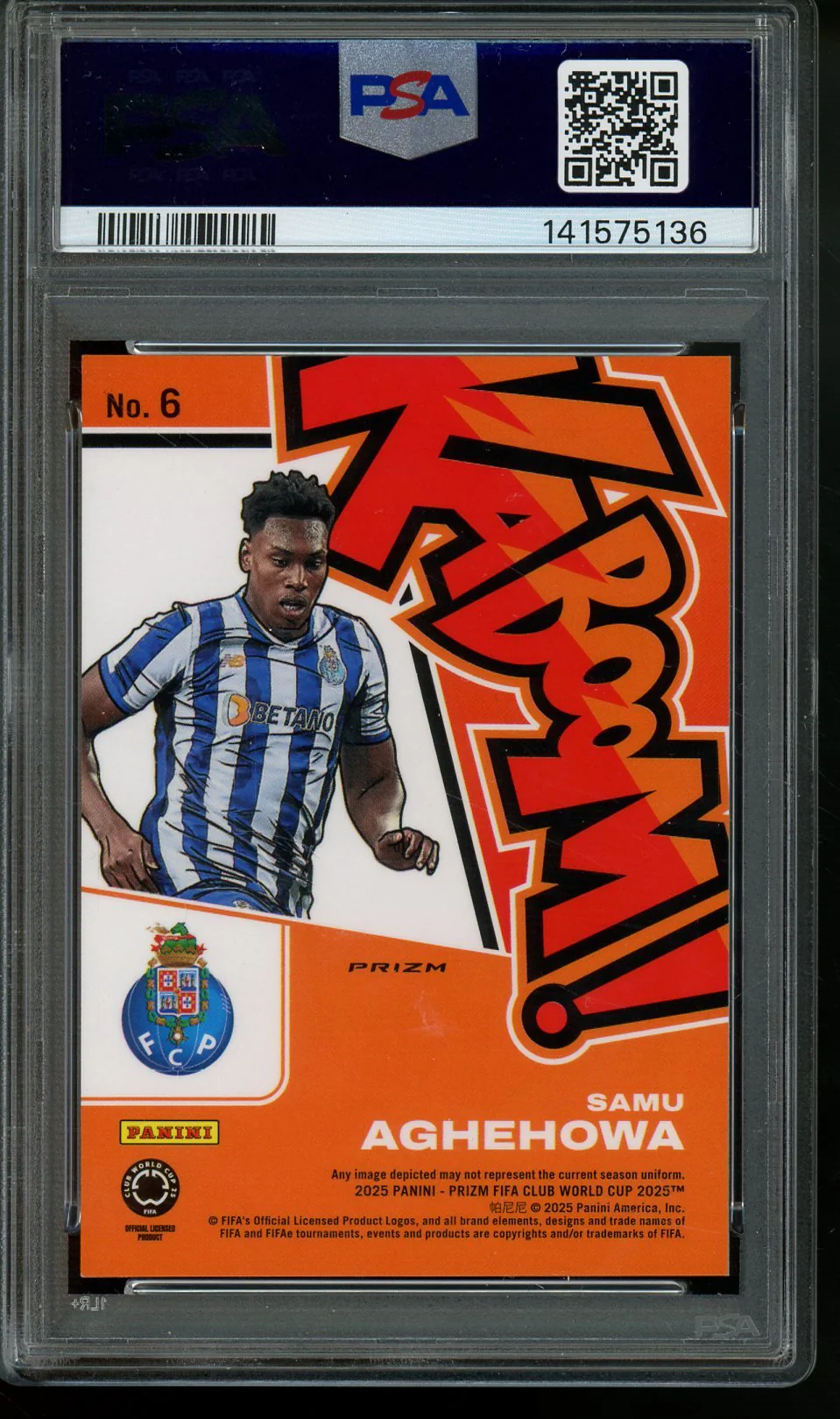 2025 Panini Prizm World Cup Samu Aghehowa Kaboom Case Hit PSA 9 FC Porto - Image 2