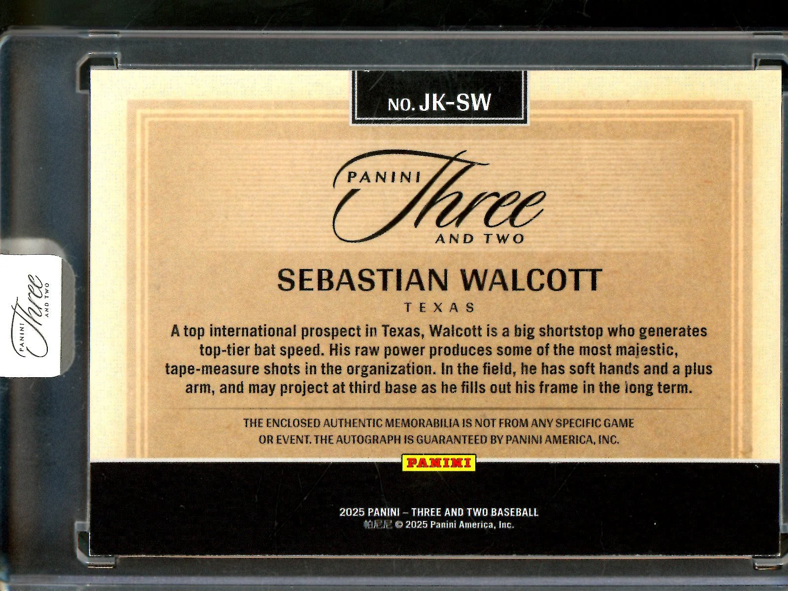 2025 Panini Three and Two Sebastian Walcott Patch Autograph /49 Sealed Rangers - Image 2