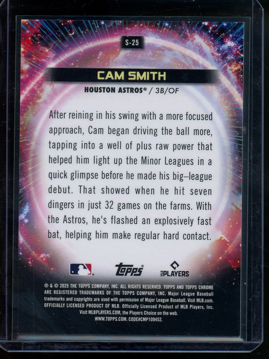 2025 Topps Chrome Cosmic Baseball Cam Smith Rookie Supernova SSP Black /10 Astros - Image 2