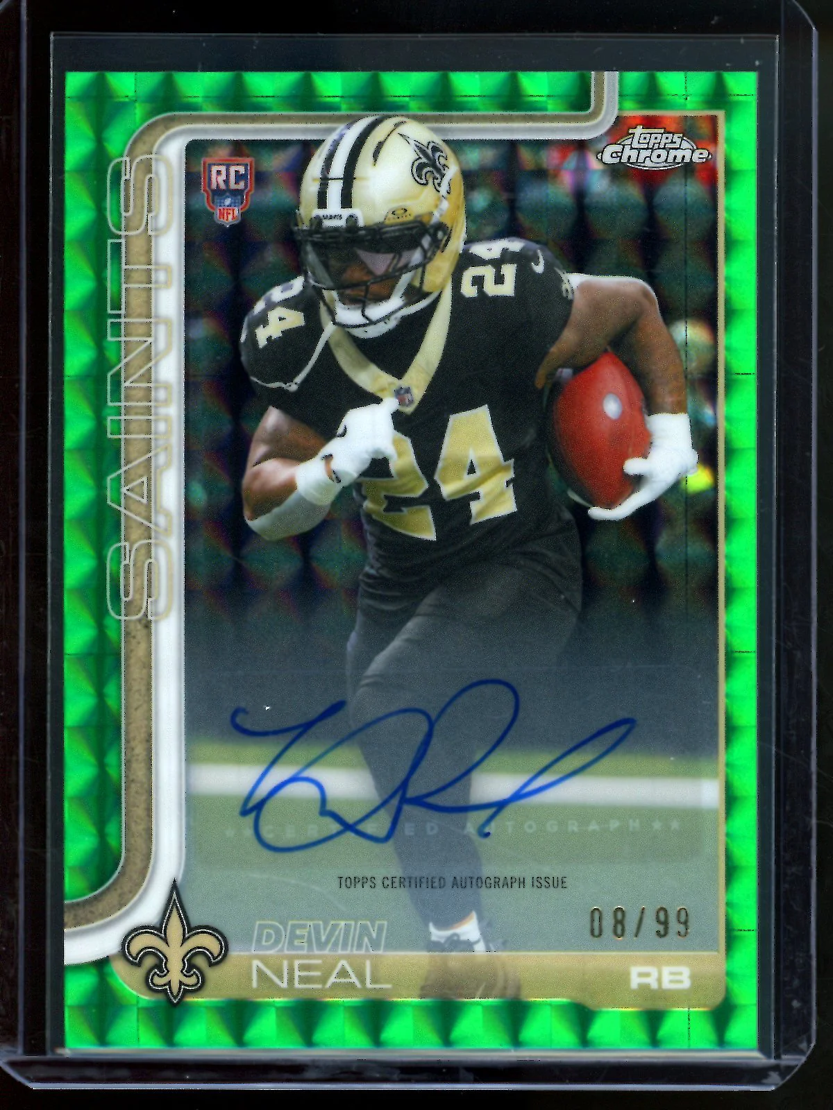 2025 Topps Chrome Devin Neal Green Geometric Autograph /99 Saints