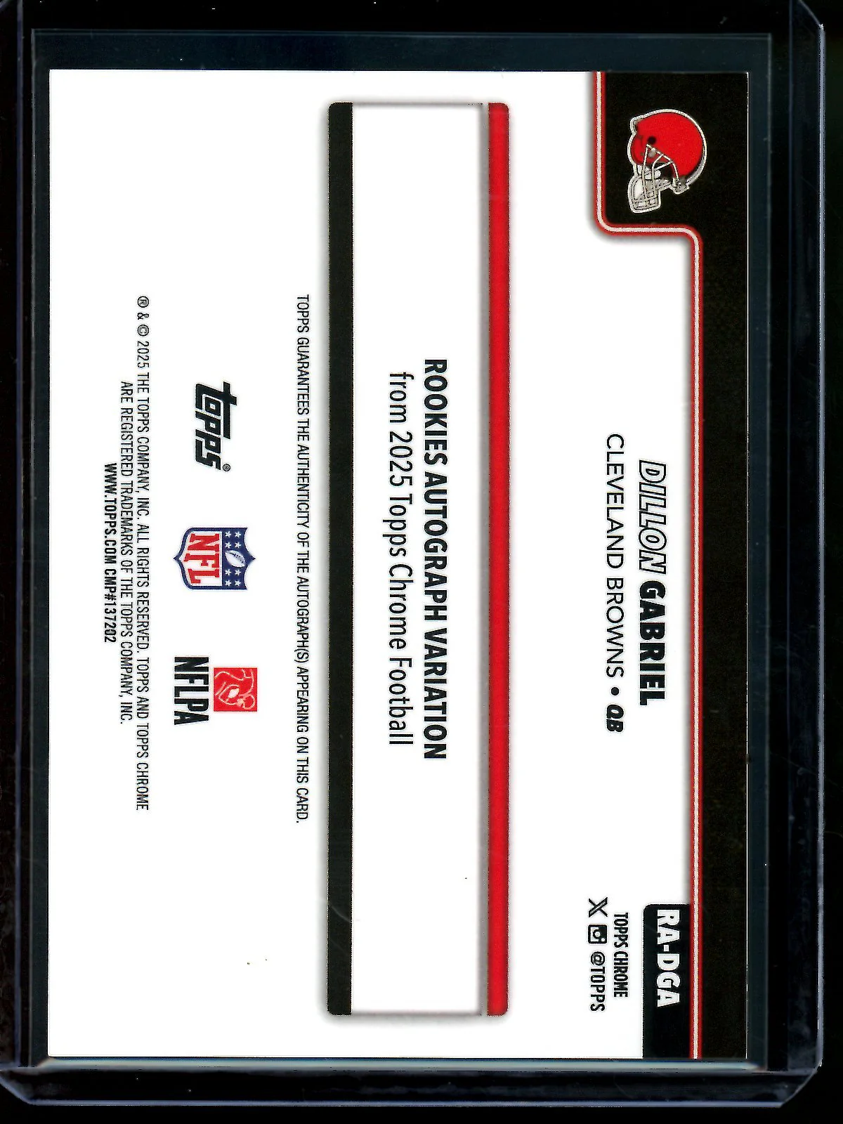 2025 Topps Chrome Dillon Gabriel Orange Lava Rookie Autograph /25 Browns - Image 2