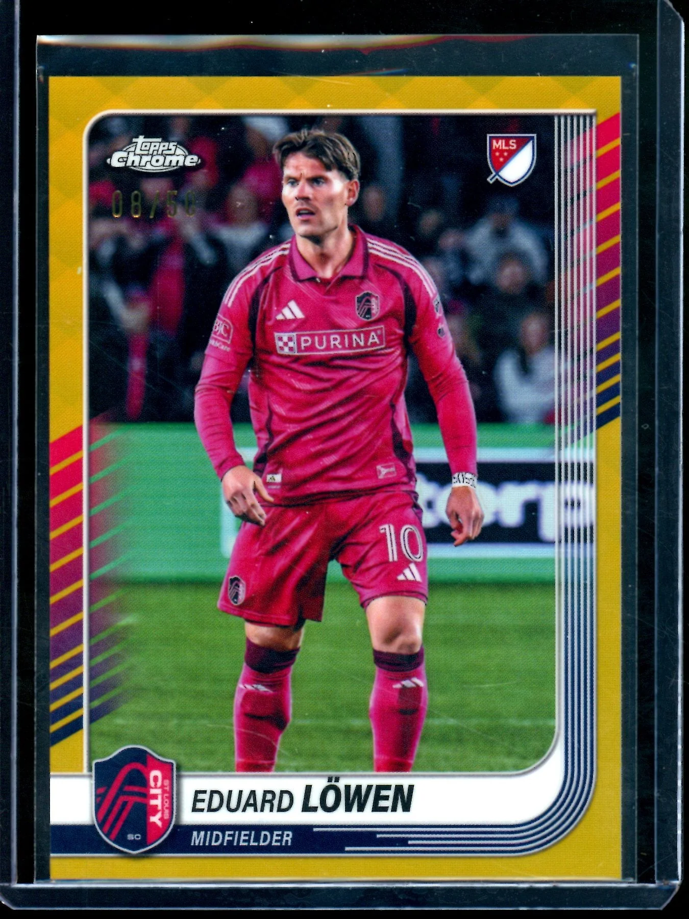 2025 Topps Chrome Eduard Lowen Gold Refractor /50 St. Louis FC