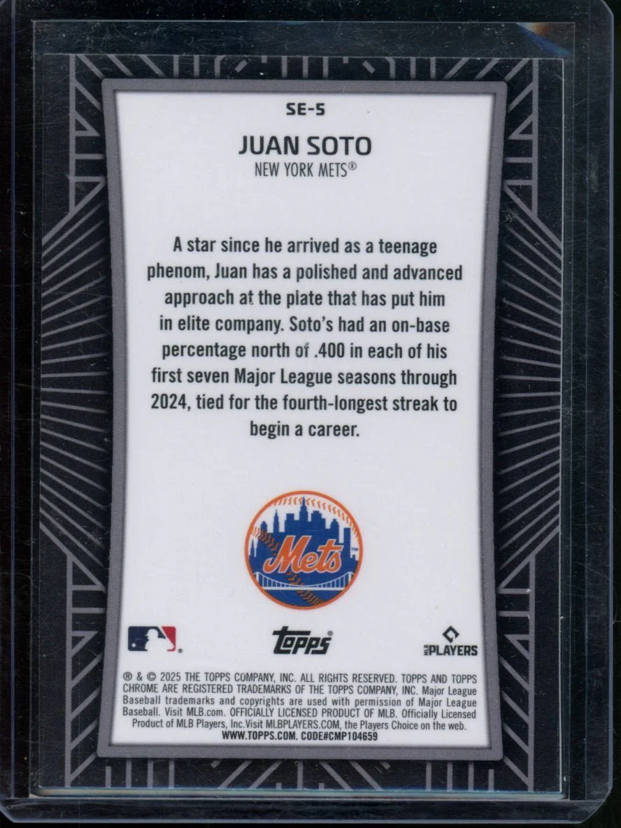 2025 Topps Chrome Juan Soto Shadow Etch SSP Mets - Image 2