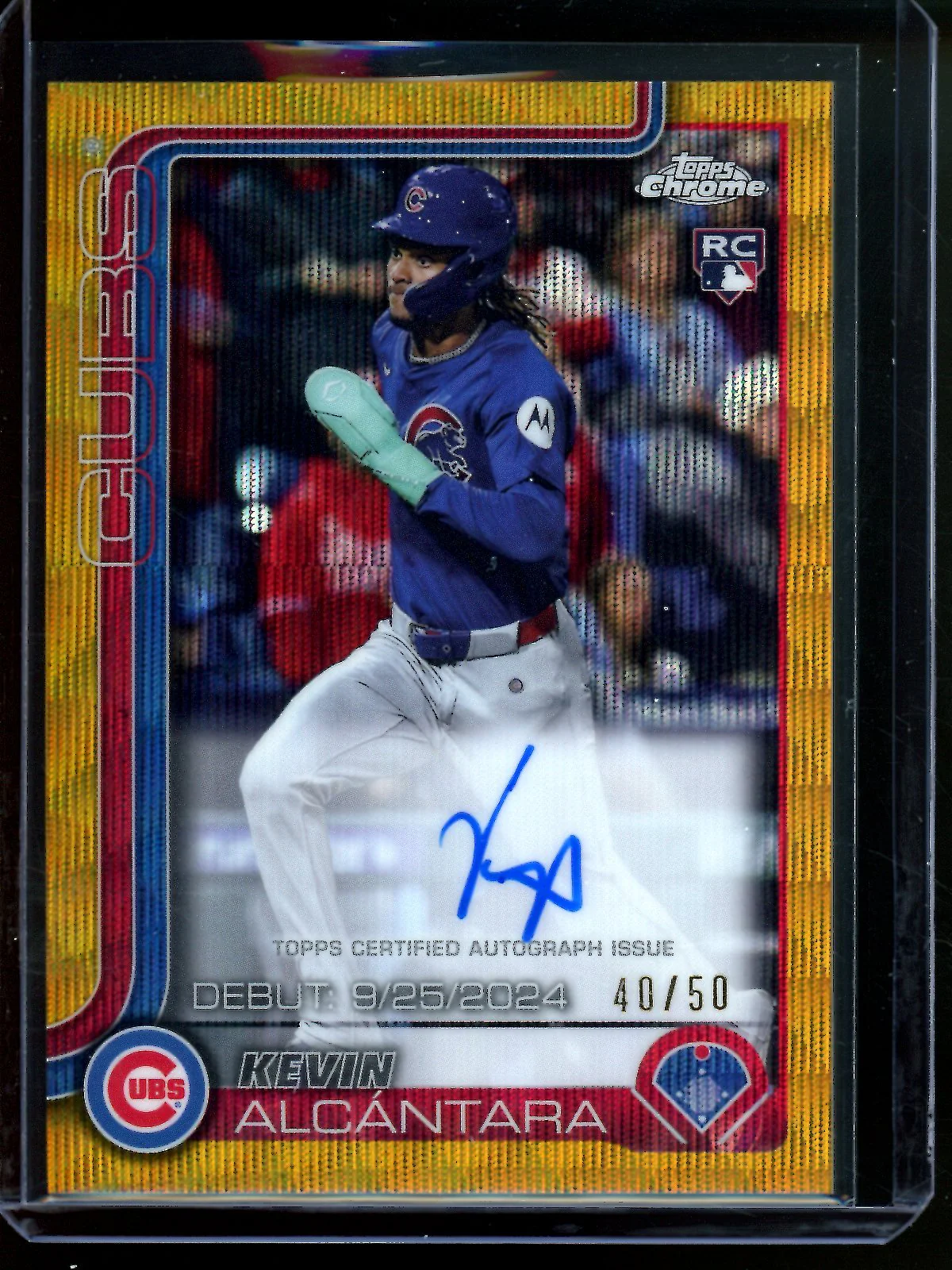 2025 Topps Chrome Kevin Alcantara Gold Rookie Autograph /50 Cubs