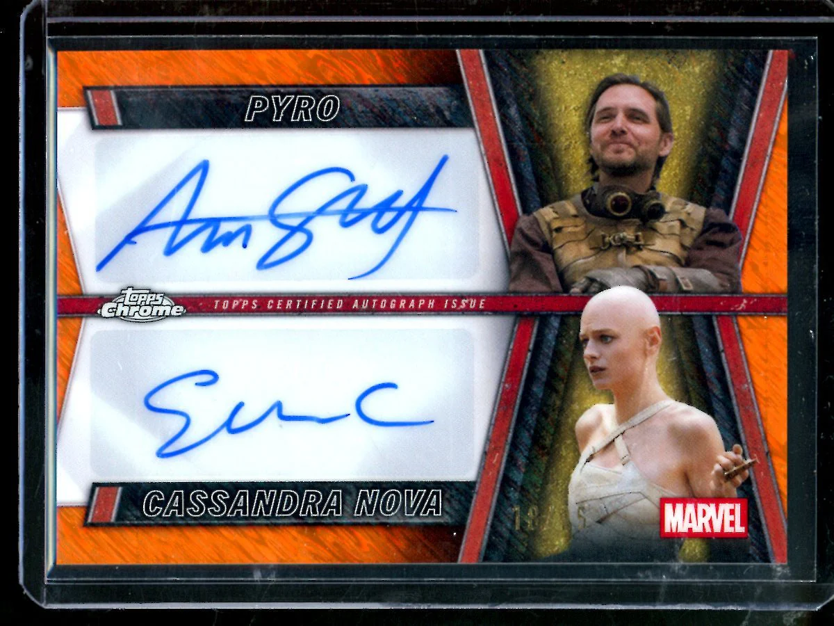 2025 Topps Deadpool and Wolverine Pyro / Cassandra Nova Dual Orange Autograph /25 Deadpool
