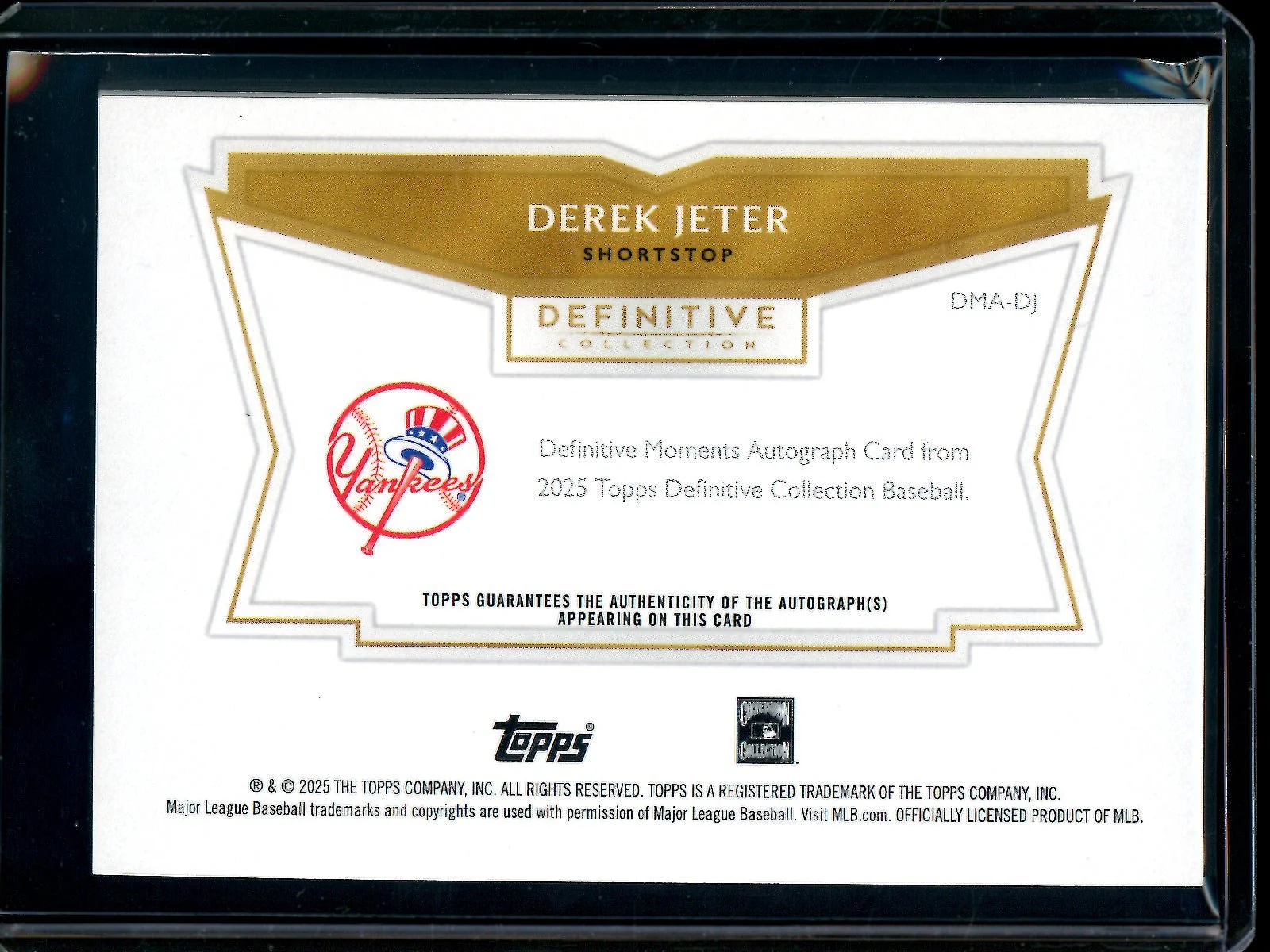 2025 Topps Definitive Derek Jeter Moments Autograph Inscription /10 Yankees - Image 2