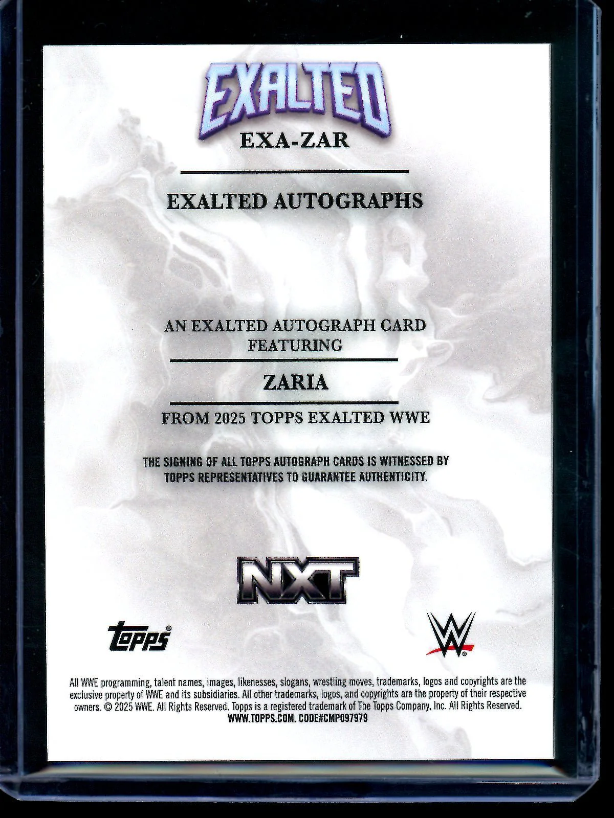 2025 Topps Exalted Zaria Autograph Rookie EXA-ZAR - Image 2