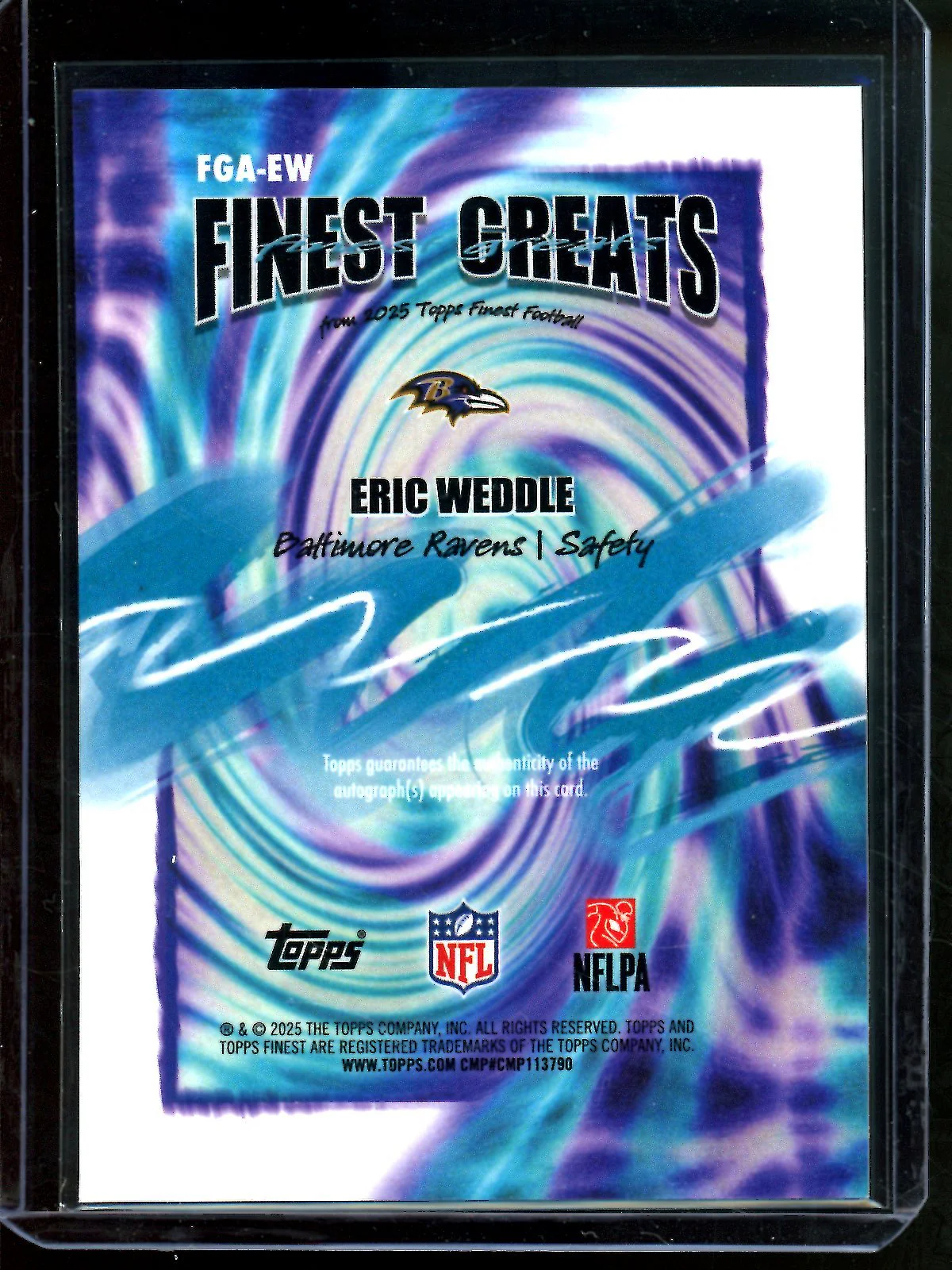 2025 Topps Finest Eric Weddle Finest Greats Autograph Red Geometric /5 Ravens - Image 2