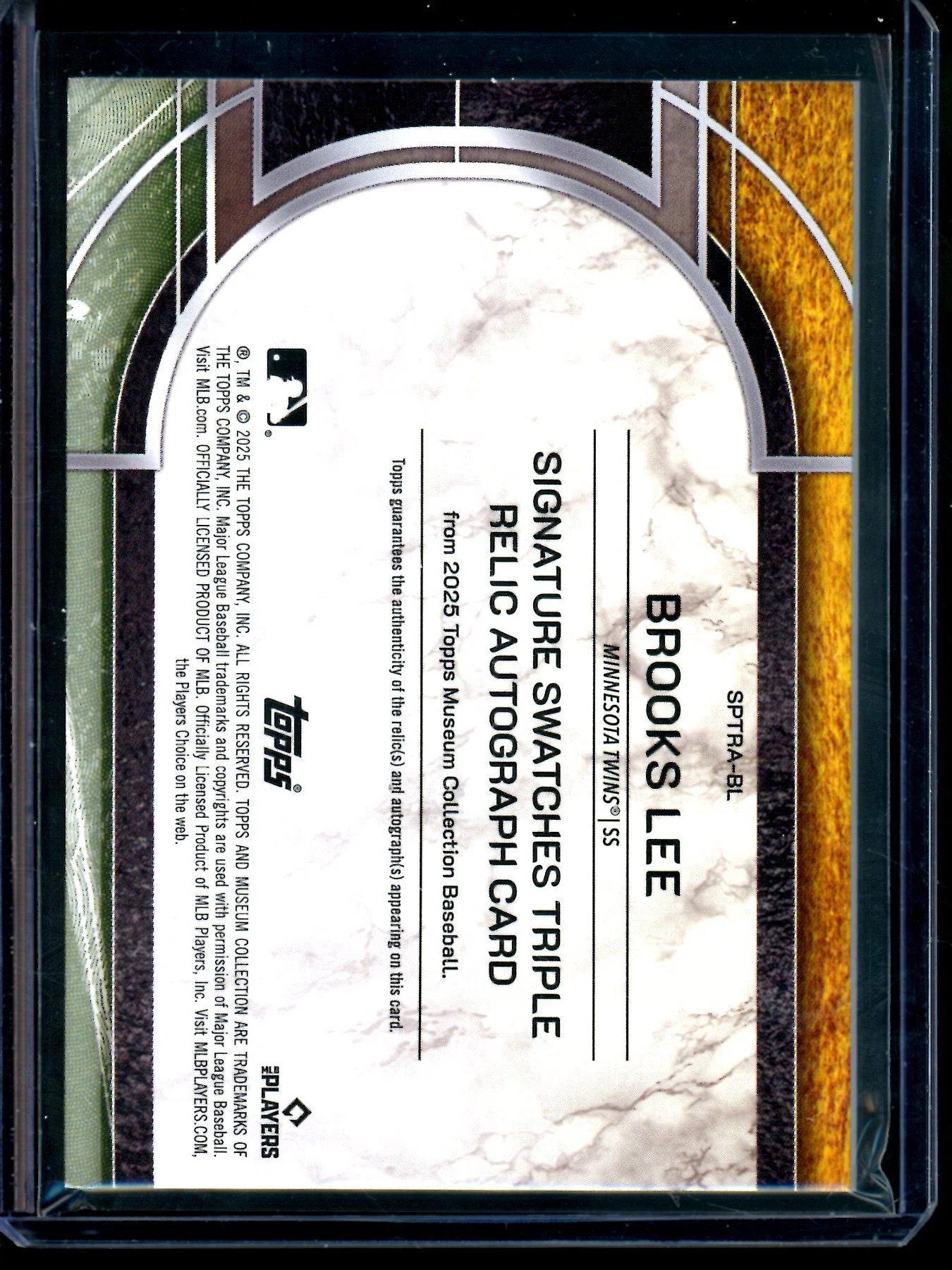 2025 Topps Museum Collection Brooks Lee Rookie Triple Patch Autograph /75 Twins - Image 2