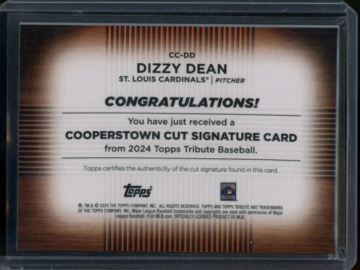 2025 Topps Tribute Dizzy Dean Cooperstown Cut Auto 1/1 Cardinals - Image 2