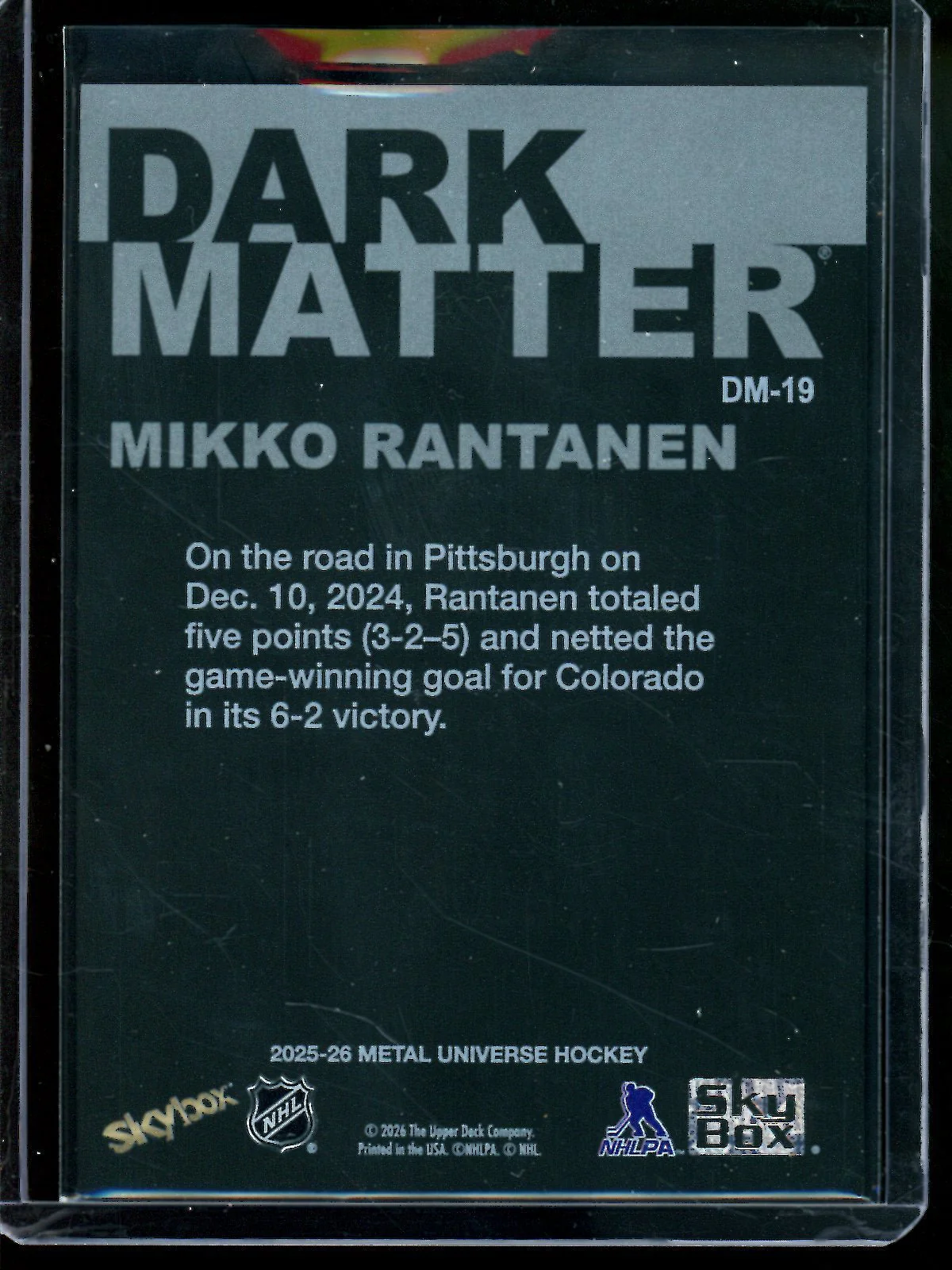 2025 Upper Deck Metal Mikko Rantanen Dark Matter SP Stars - Image 2