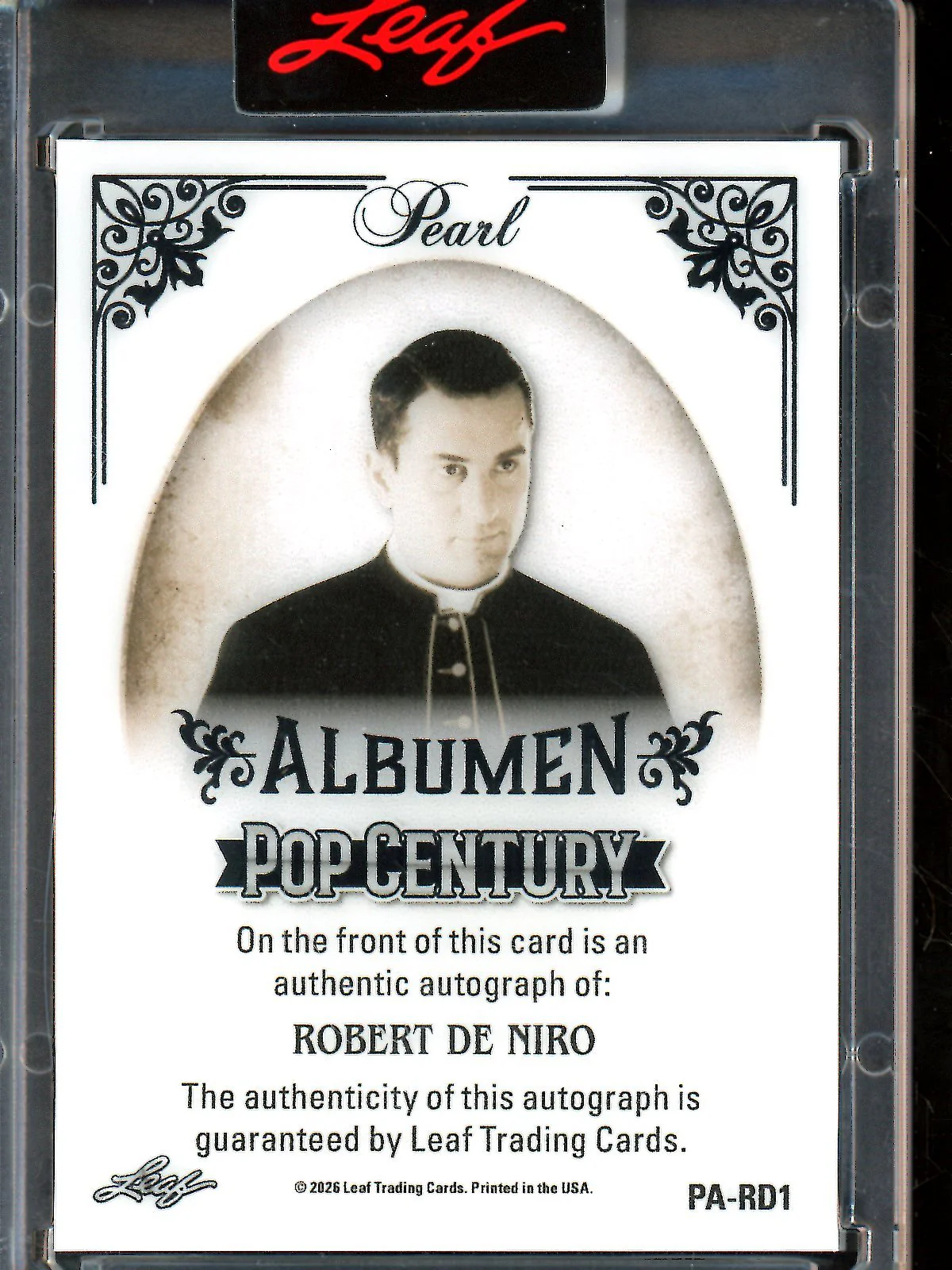 2026 Leaf Pop Century Robert De Niro Albumen Pearl Autograph Encased #PA-RD1 - Image 2