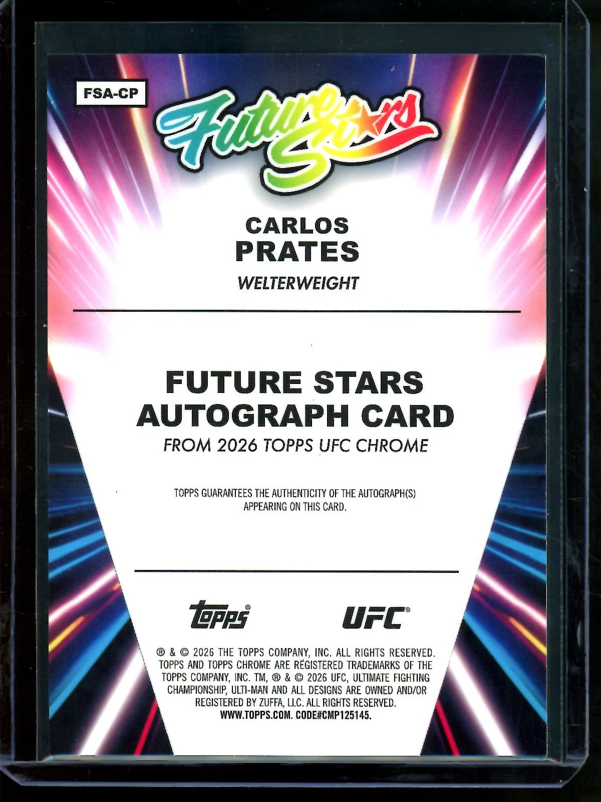 2026 Topps Chrome Carlos Prates Future Stars Autograph Gold /50 - Image 2