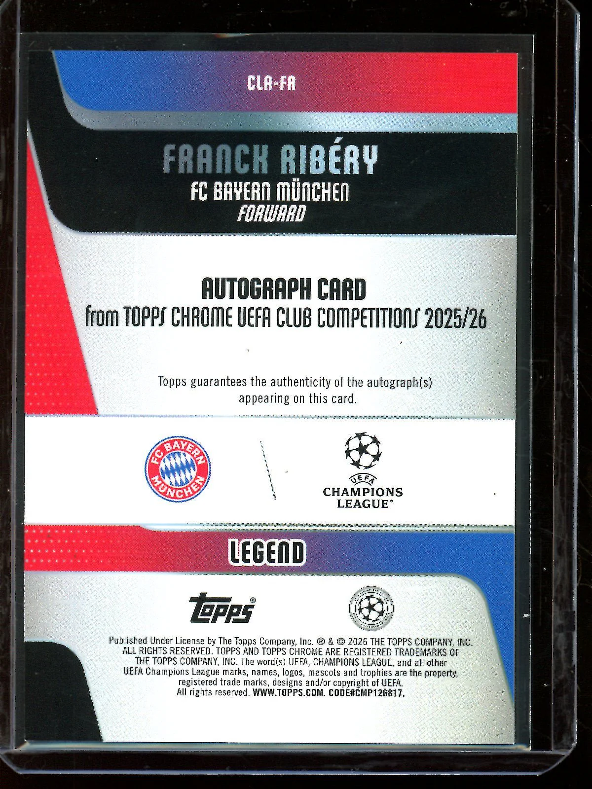 2026 Topps Chrome Franck Ribery Green Lava Refractor Autograph /99 FC Bayern - Image 2