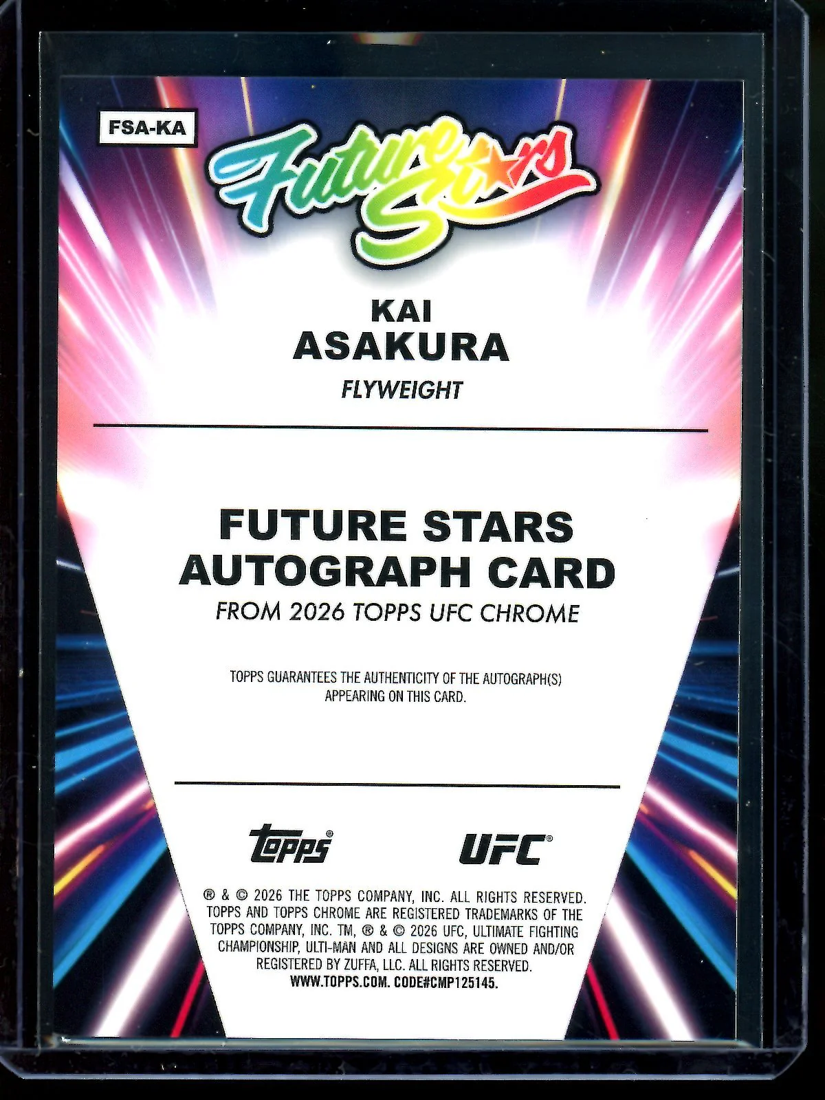 2026 Topps Chrome Kai Asakura Future Stars Autograph /25 - Image 2