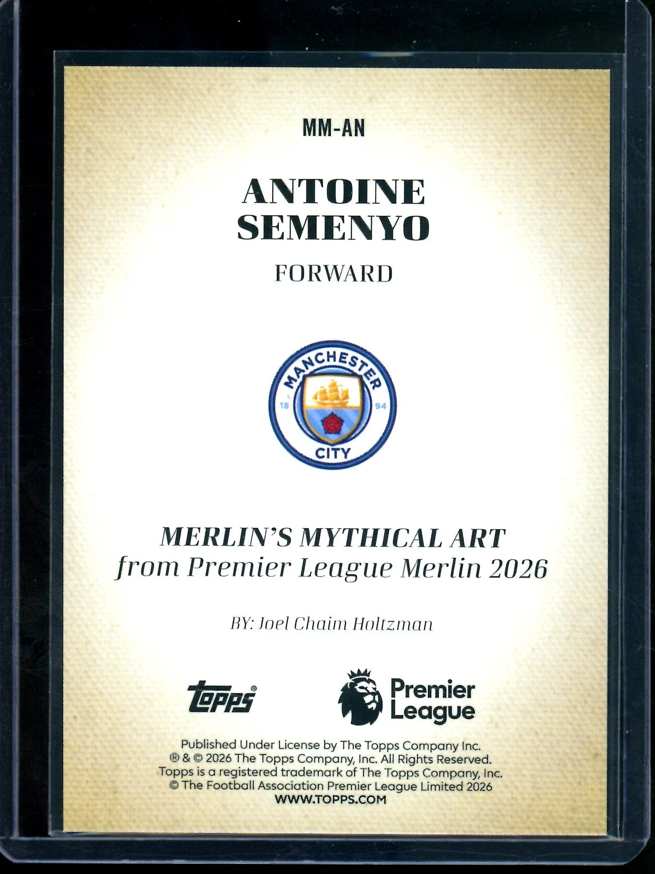 2026 Topps Merlin Antoine Semenyo Mythical Art SP Manchester City - Image 2