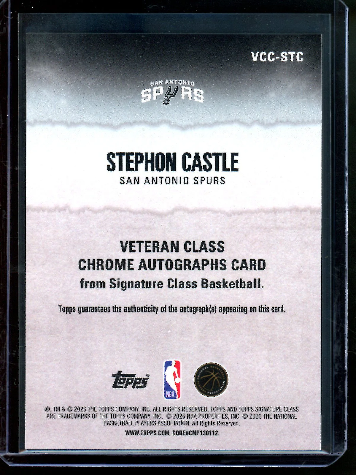 2026 Topps Signature Class Stephon Castle Veteran Class Gold Autograph Refractor /10 Spurs - Image 2