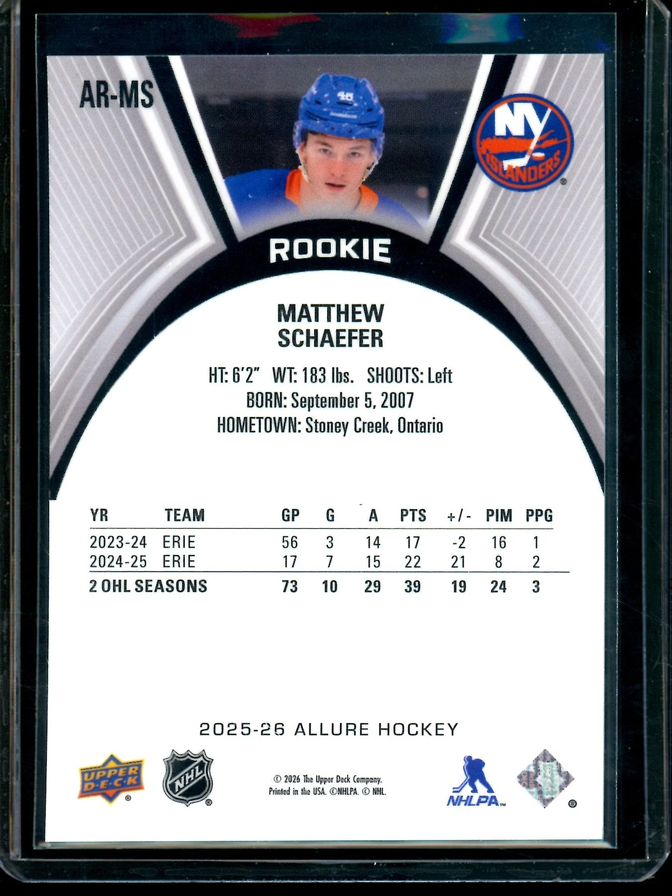 2026 Upper Deck Allure Matthew Schaefer Rookie Refractor Islanders - Image 2
