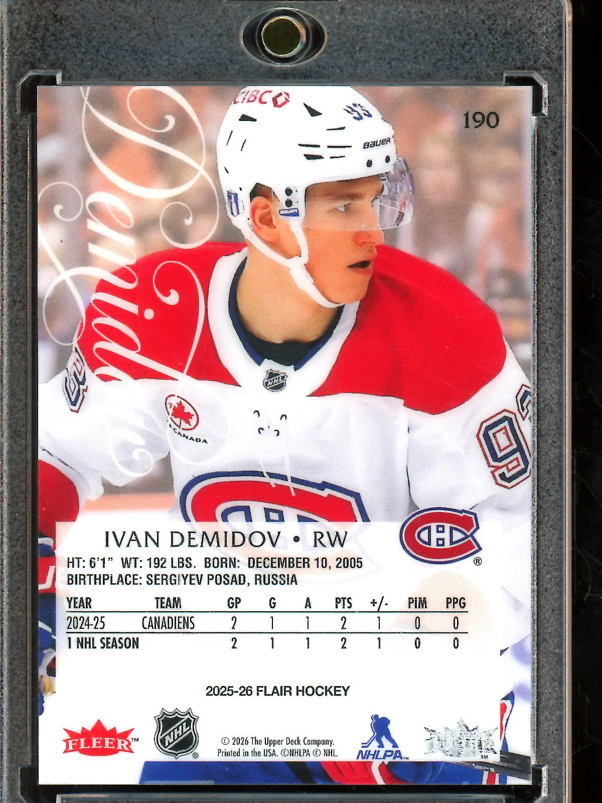 2026 Upper Deck Flair Ivan Demidov Rookie Card Canadiens - Image 2