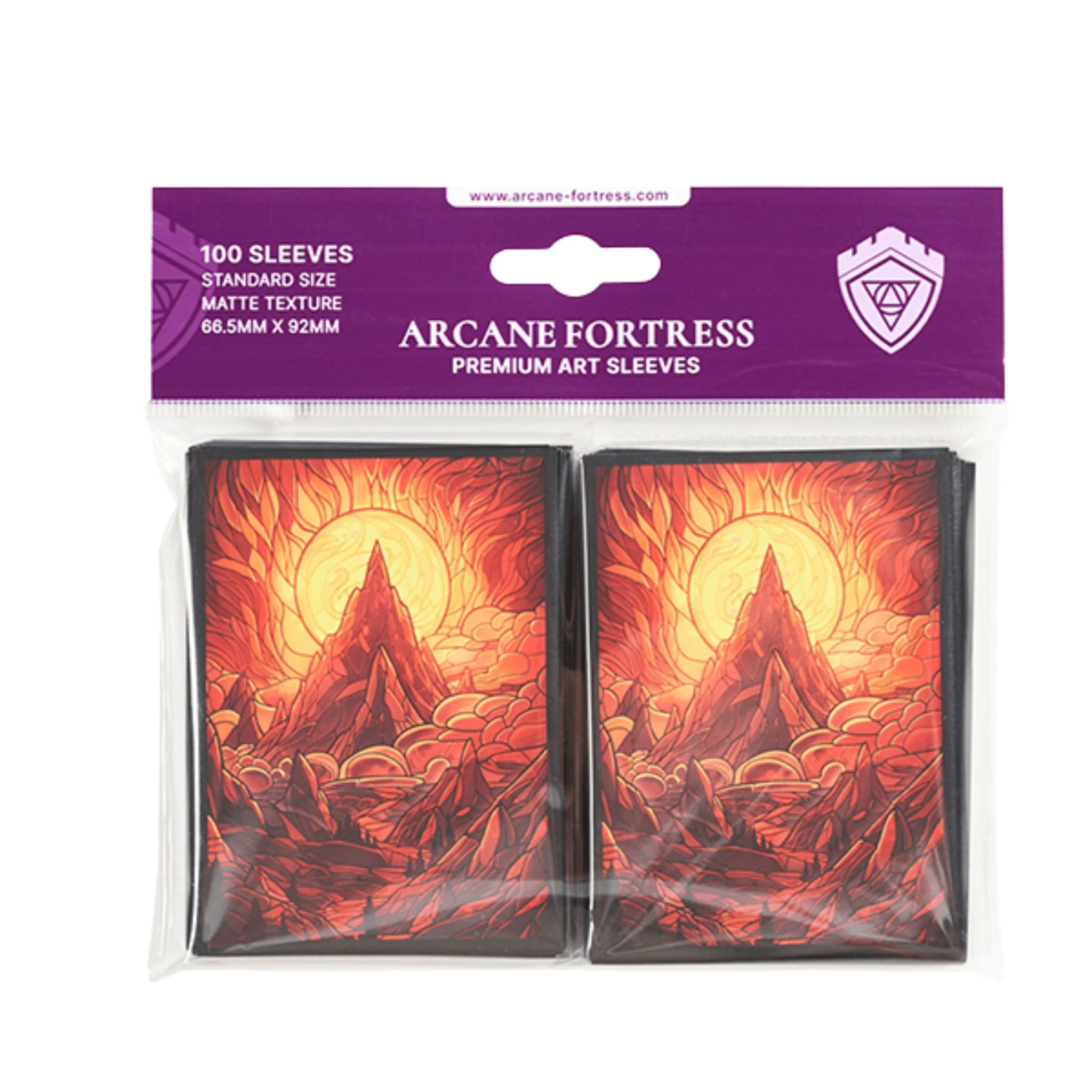Arcane Fortress Standard Matte Stained Glass Burning Mountain Deck Protector Card Sleeves